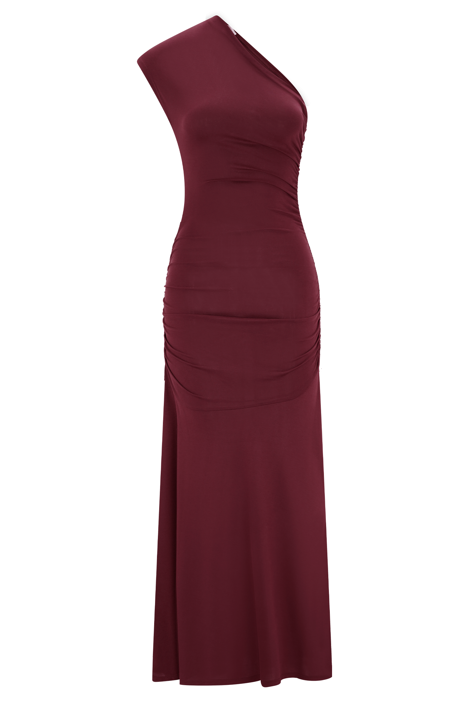 Chloe Peached Jersey One Shoulder Midi Dress - Mahogany #8