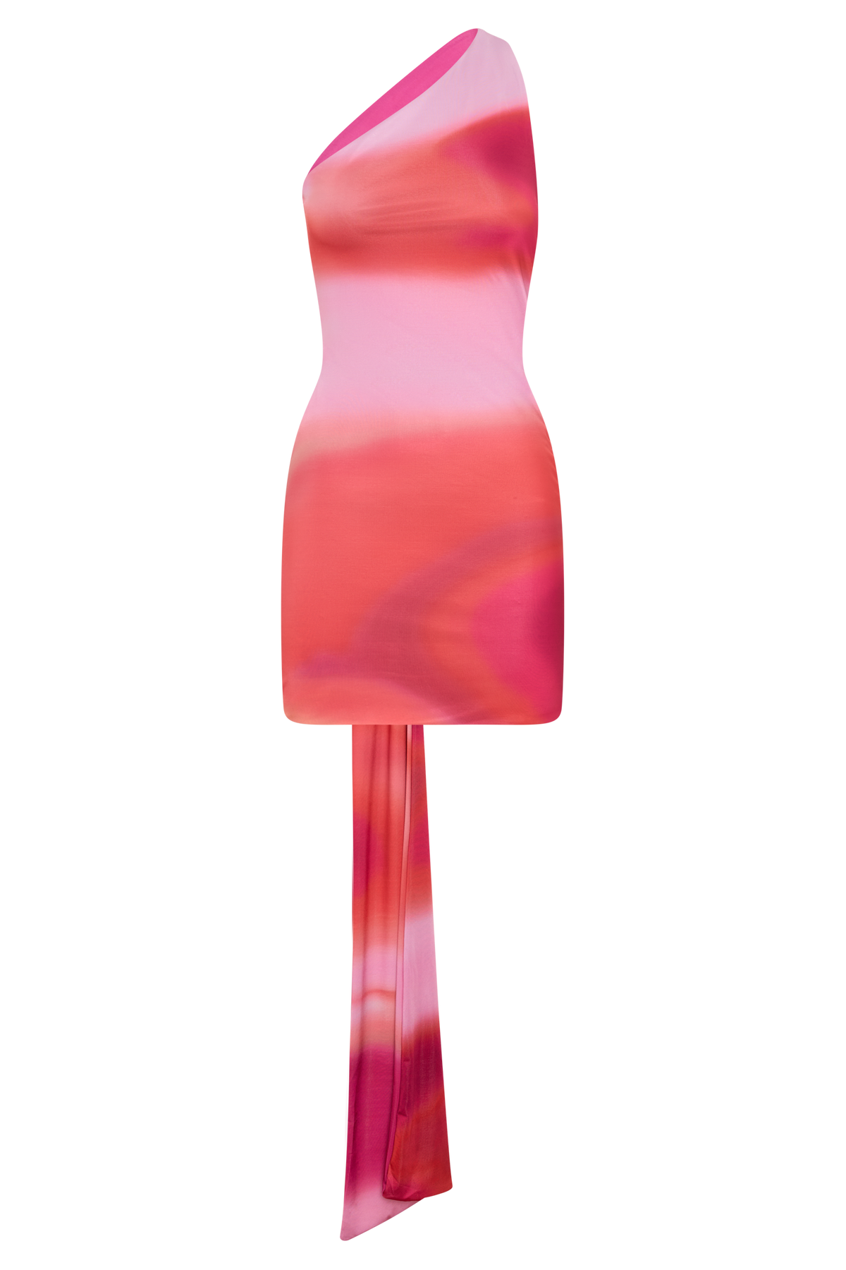 Claudette Slinky Mini Dress With Hardware - Pink Sunset Print