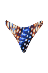Coralia High Side Thong Bikini Bottom - Blue Abstract Print