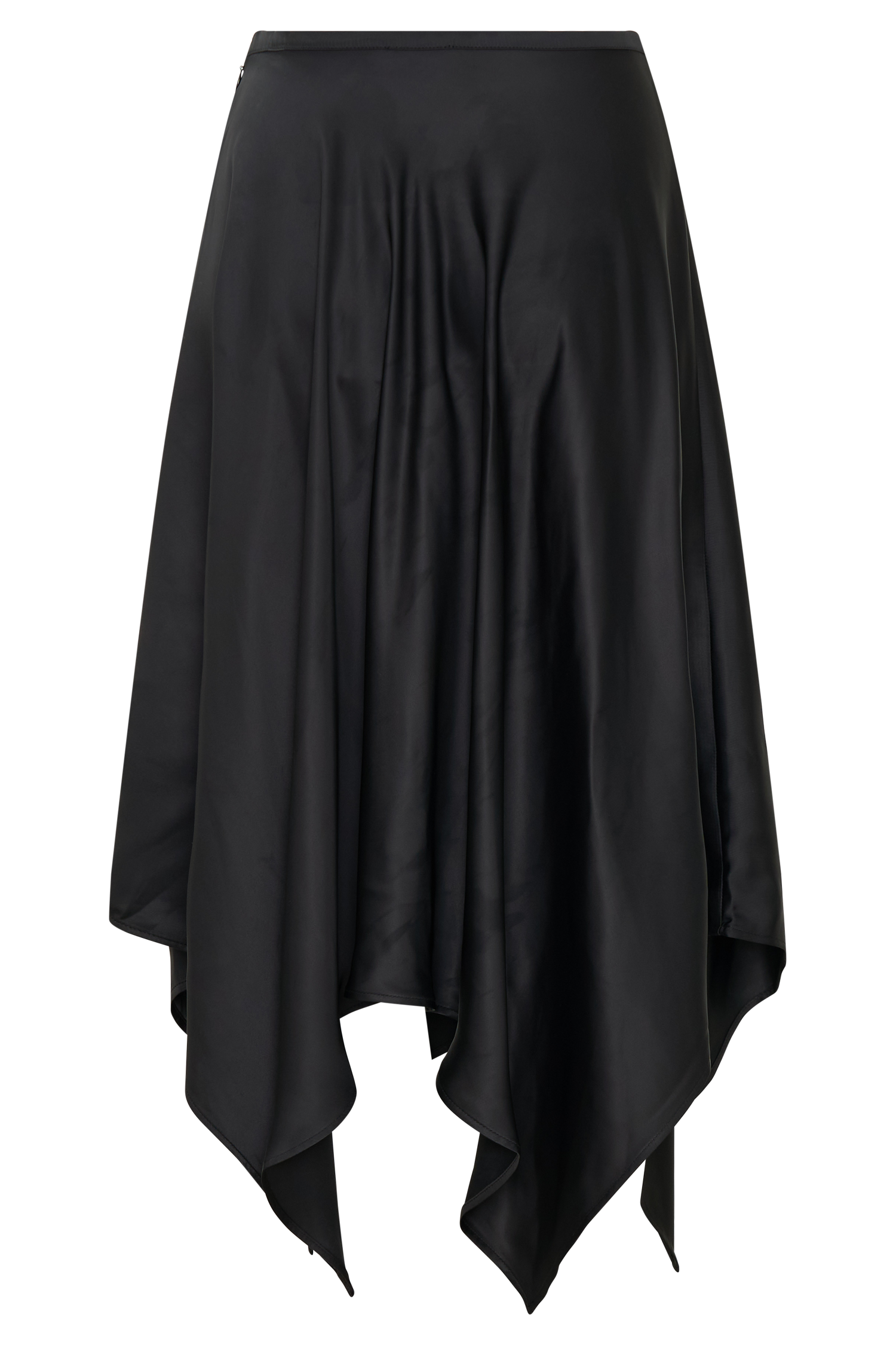 Coralie Asymmetric Satin Midi Skirt - Black #8
