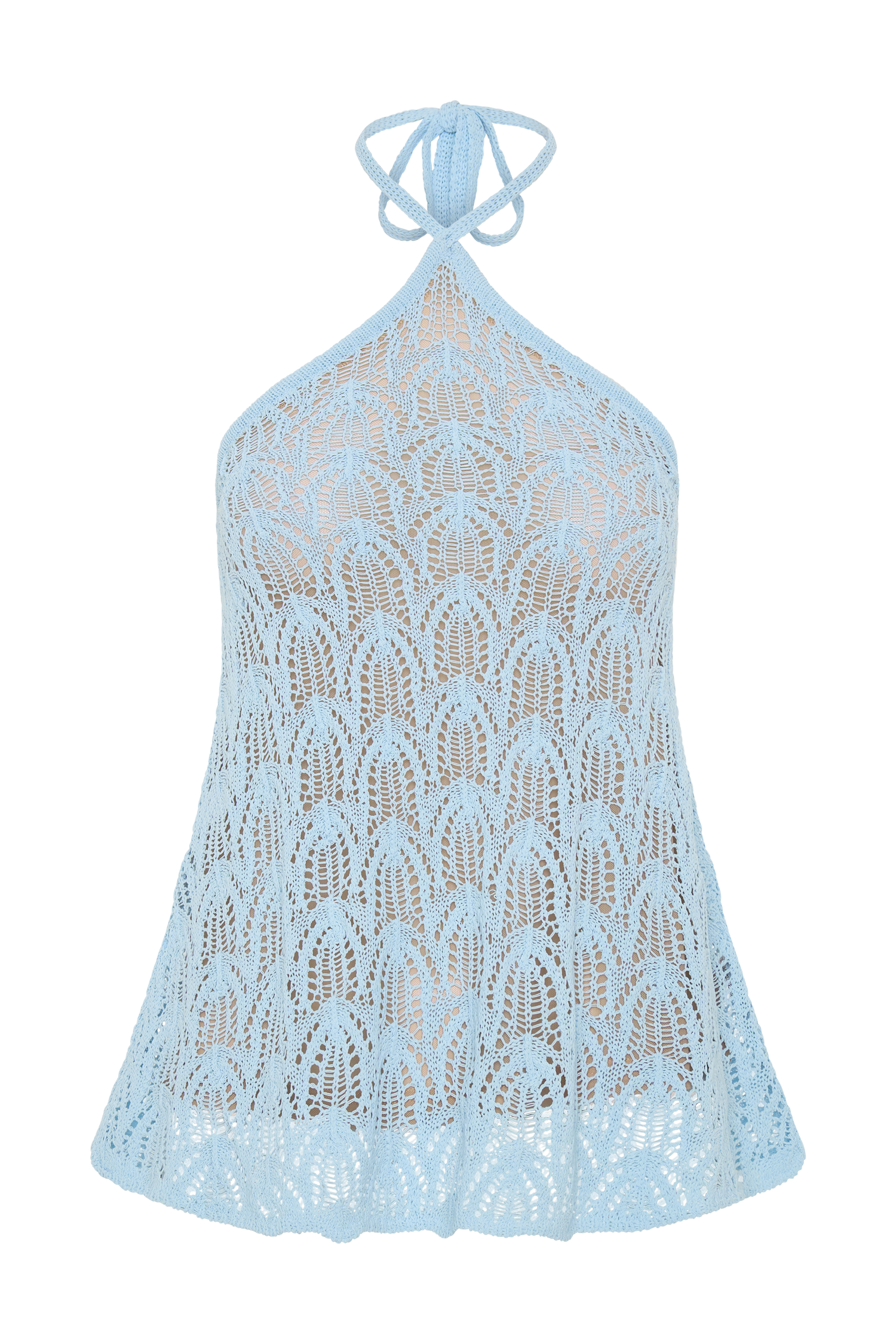 Corey Crochet Halter Neck Top - Light Blue #9