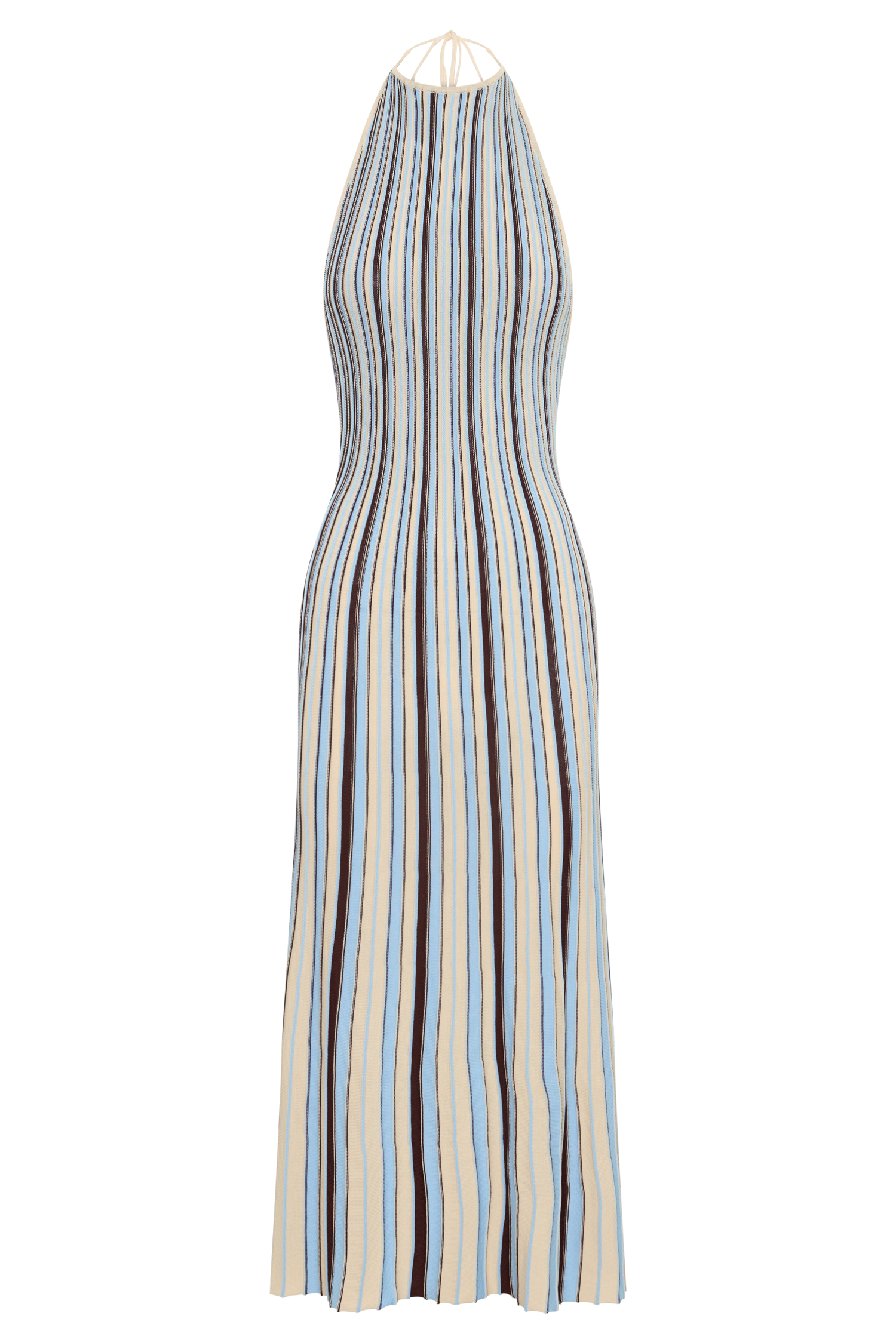 blue and white halter dress Summer dress. Indigo tie dye by Nuichan line skirt that falls to a sweeping maxi hem Dalani Halterneck Knit Midi Dress