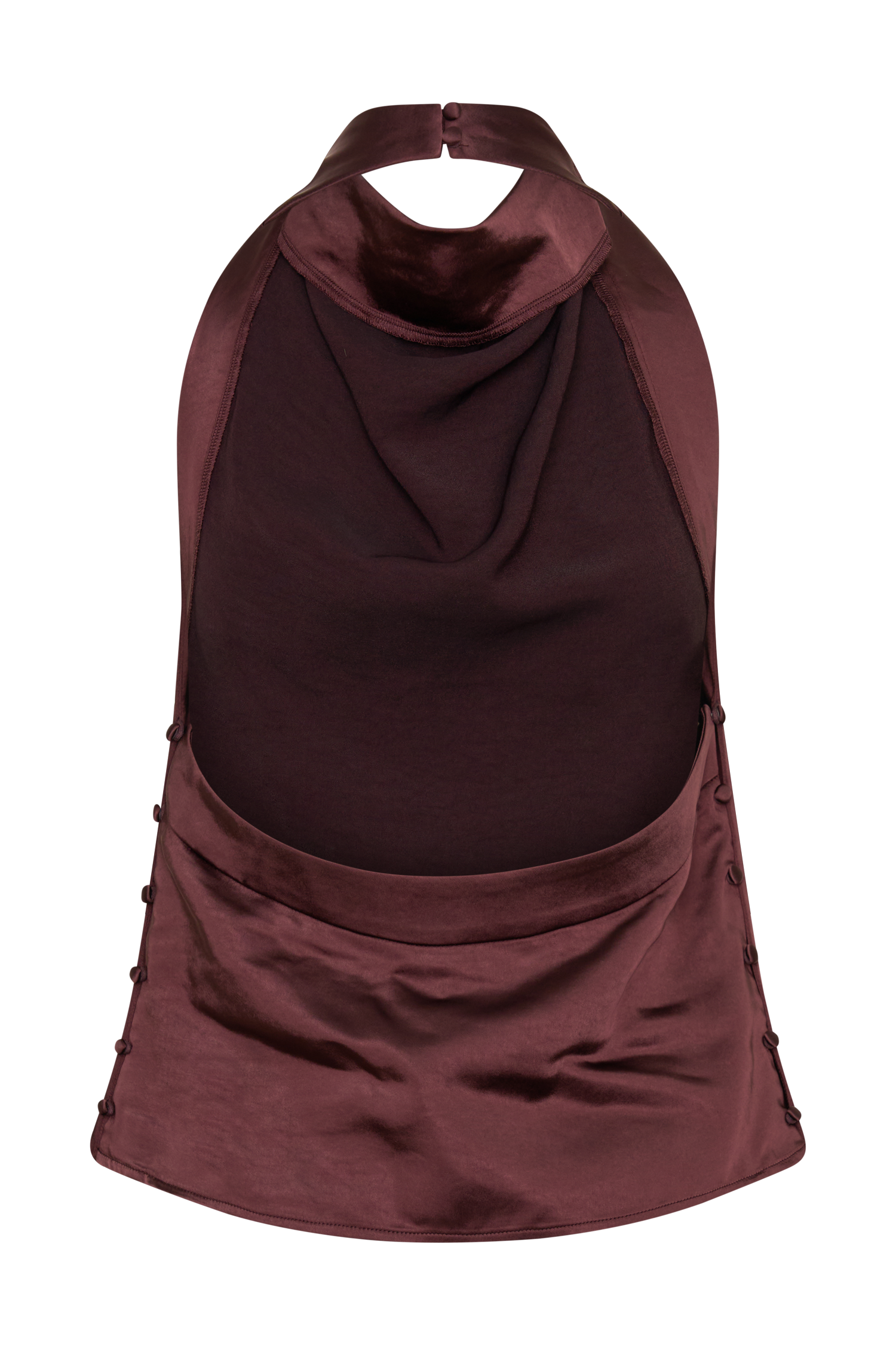 Danica Satin Halter Sleeveless Top - Mahogany #6