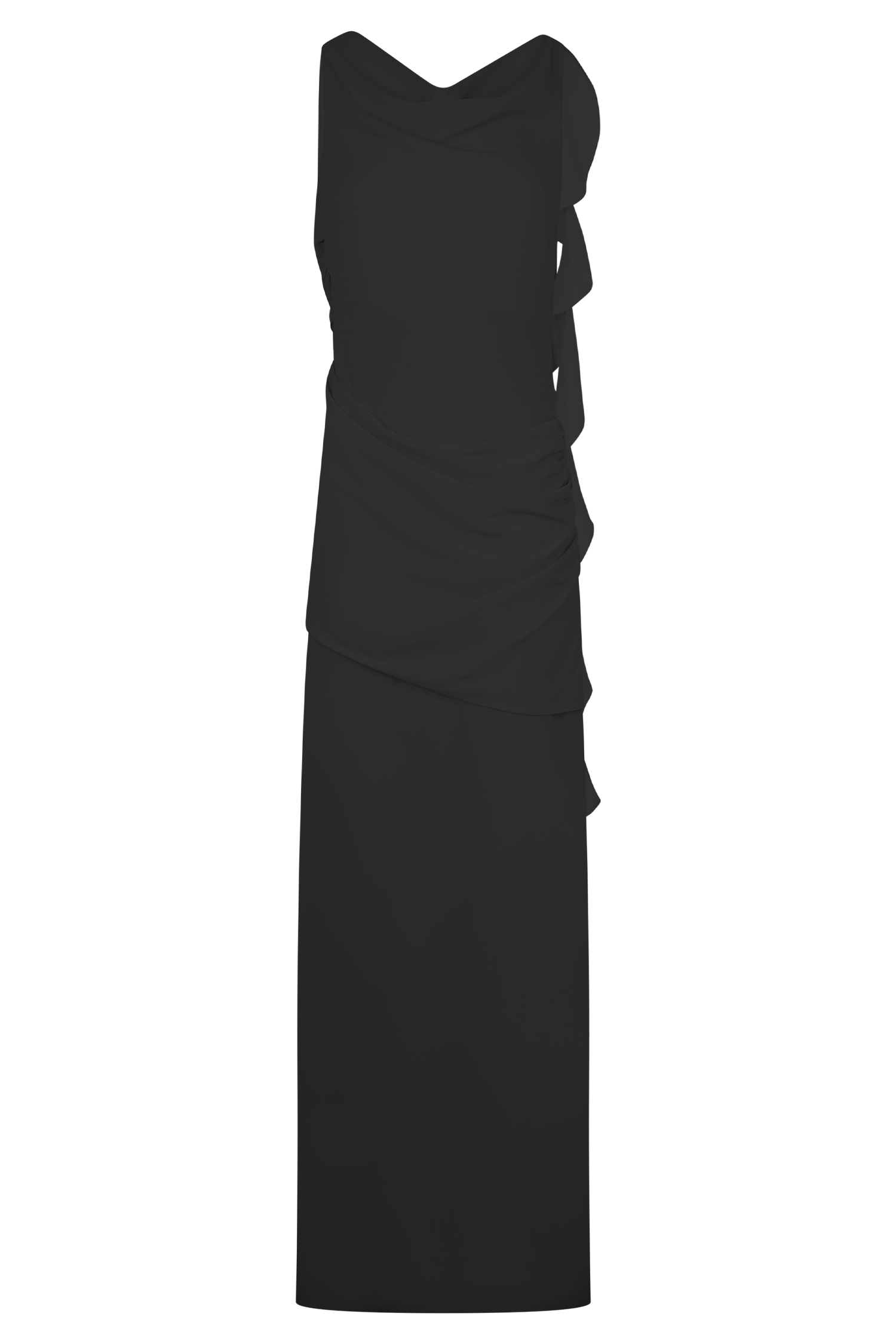 Daria Draped Chiffon Maxi Dress - Black | MESHKI US Daria Draped Chiffon Maxi Dress - Black | MESHKI US