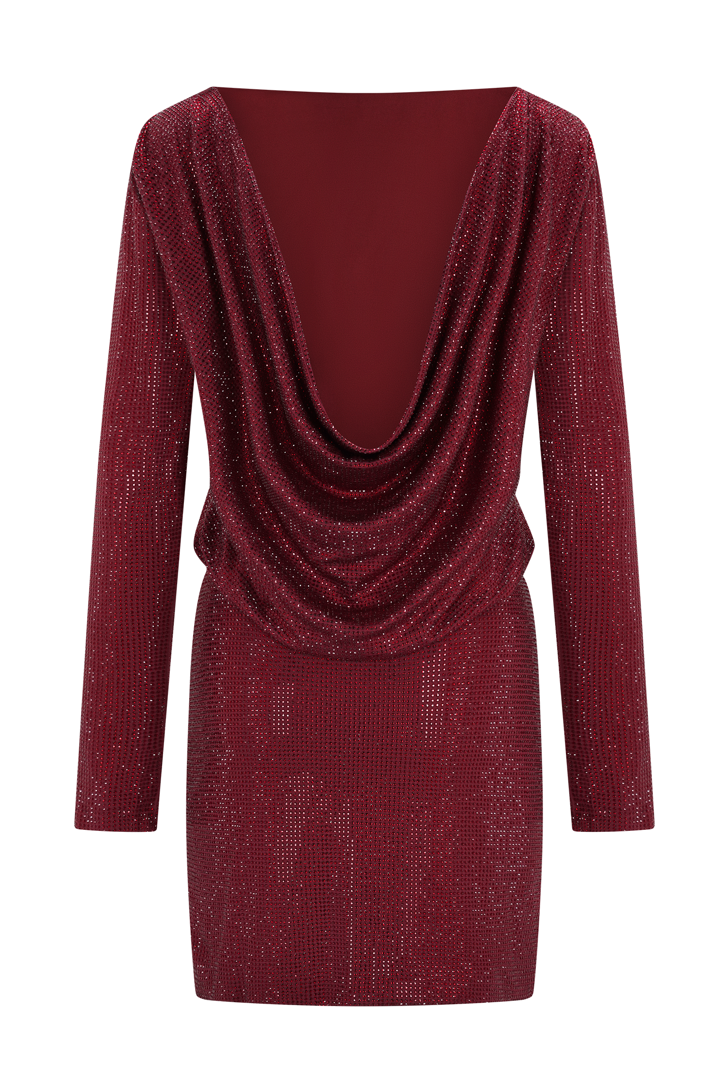 disco ball embellished mini dress wine Darius Diamante Cowl Mini Dress - Wine