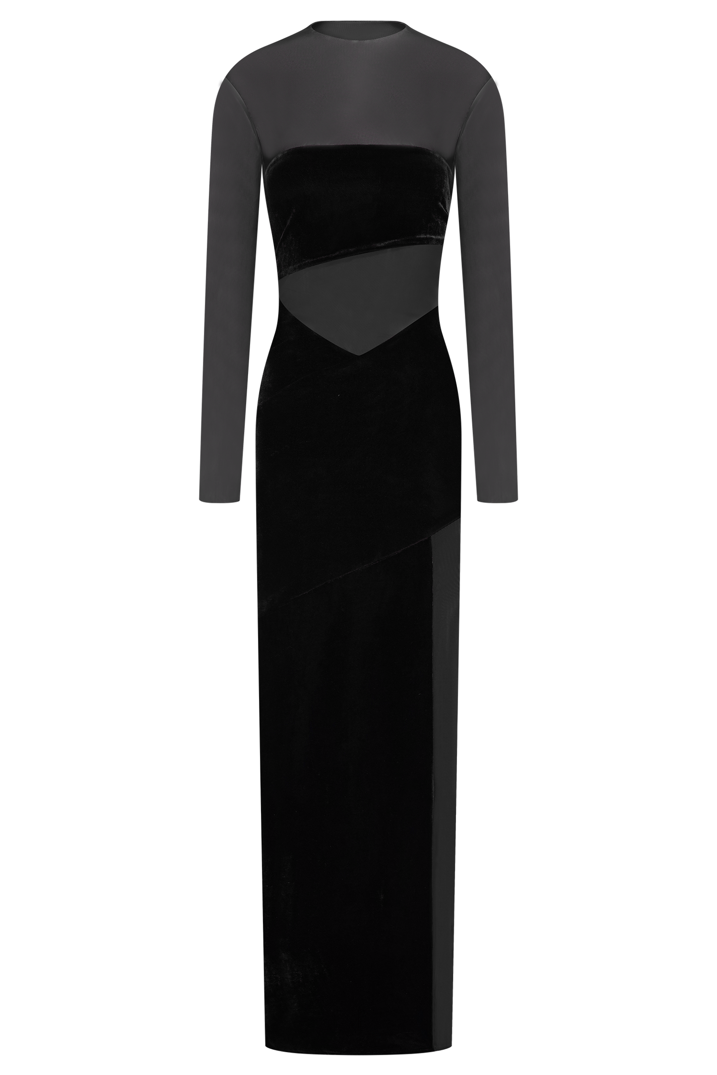 Davina Velvet And Mesh Maxi Dress - Black