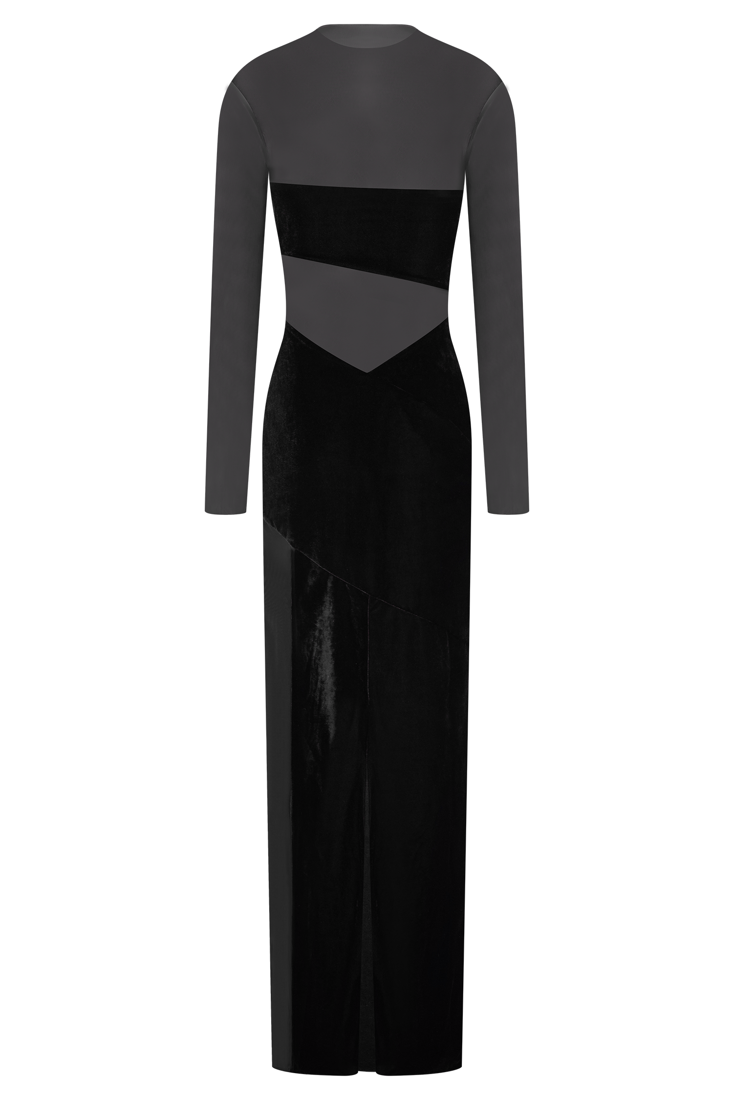 Davina Velvet And Mesh Maxi Dress / Black | MESHKI