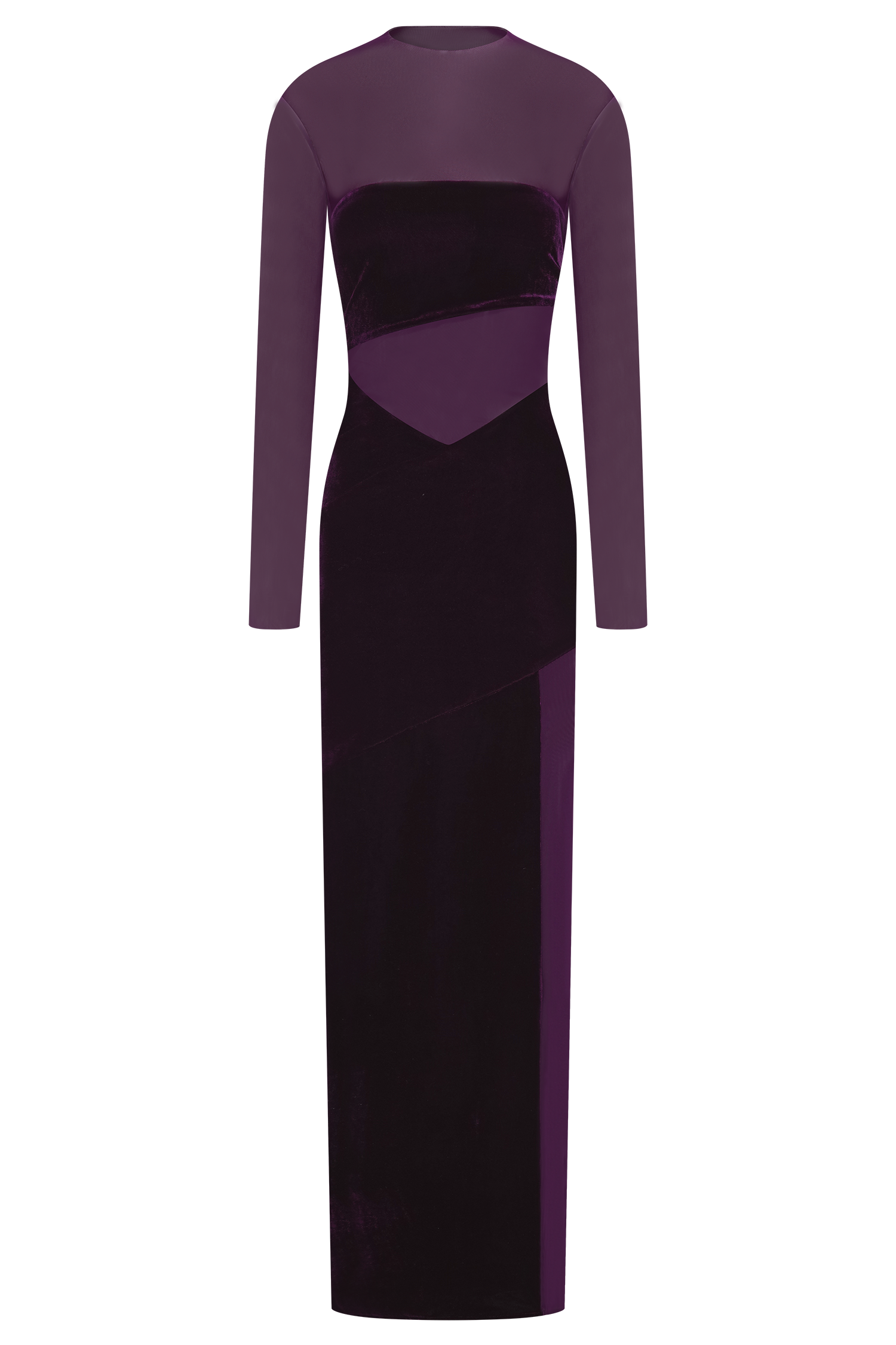 Davina Velvet And Mesh Maxi Dress - Purple #5