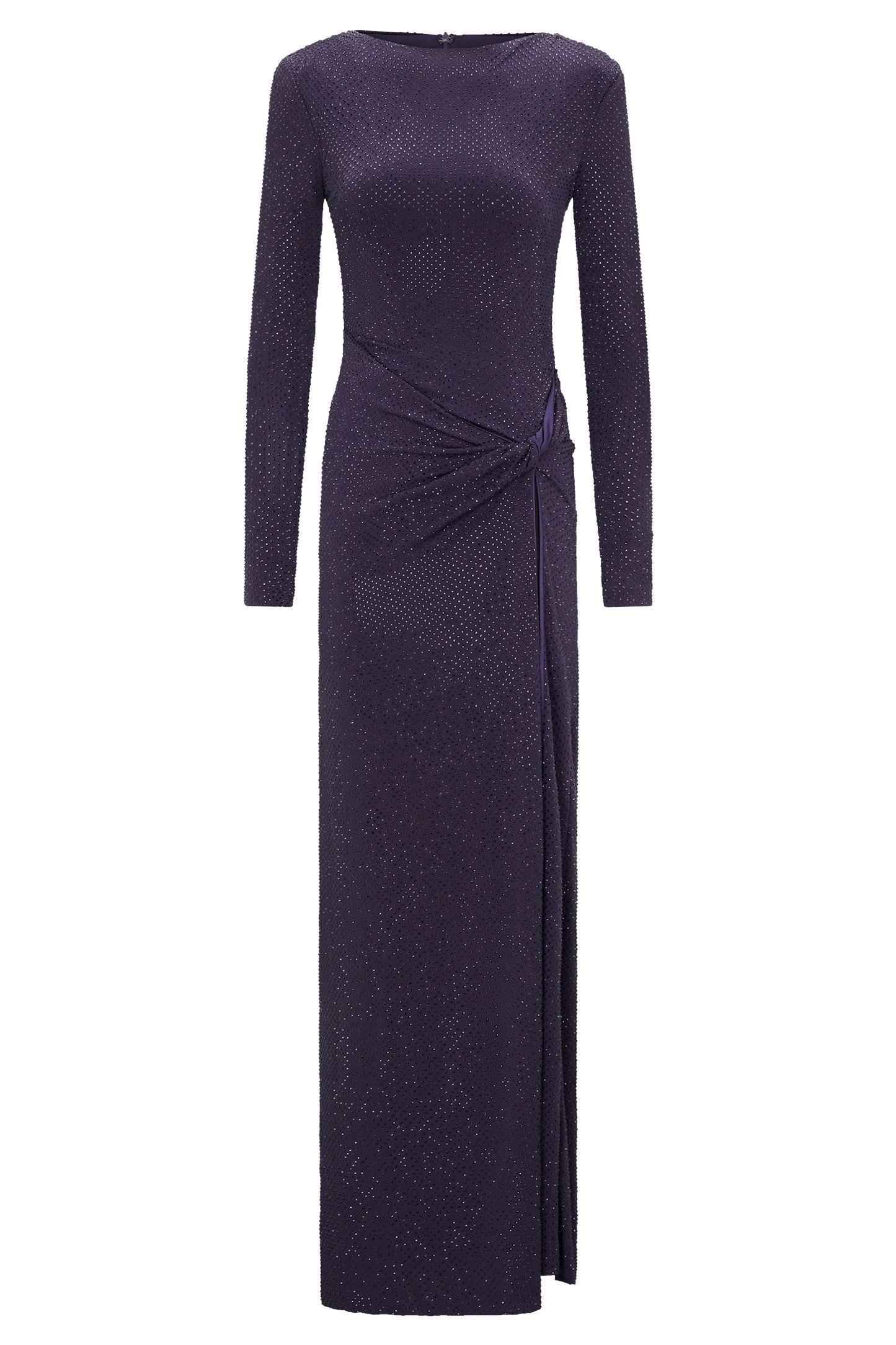 Deanna Long Sleeve Diamante Maxi Dress - Purple