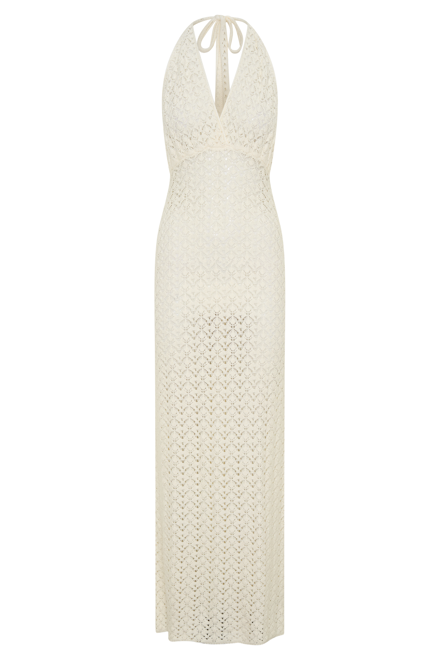 Deeliah Halterneck Crochet Maxi Dress -  Ivory