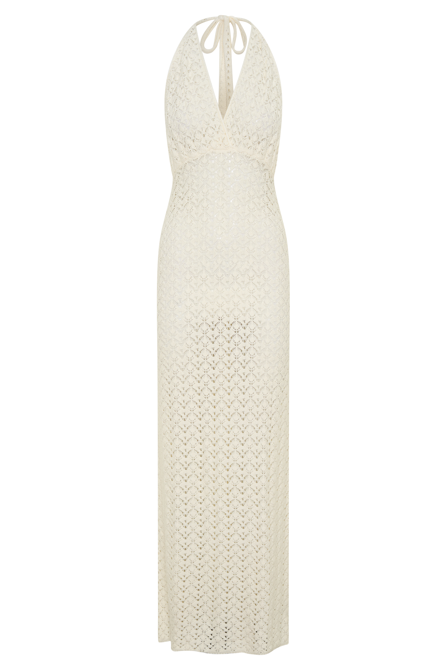 Deeliah Halterneck Crochet Maxi Dress - Ivory | MESHKI US Deeliah Halterneck Crochet Maxi Dress - Ivory | MESHKI US