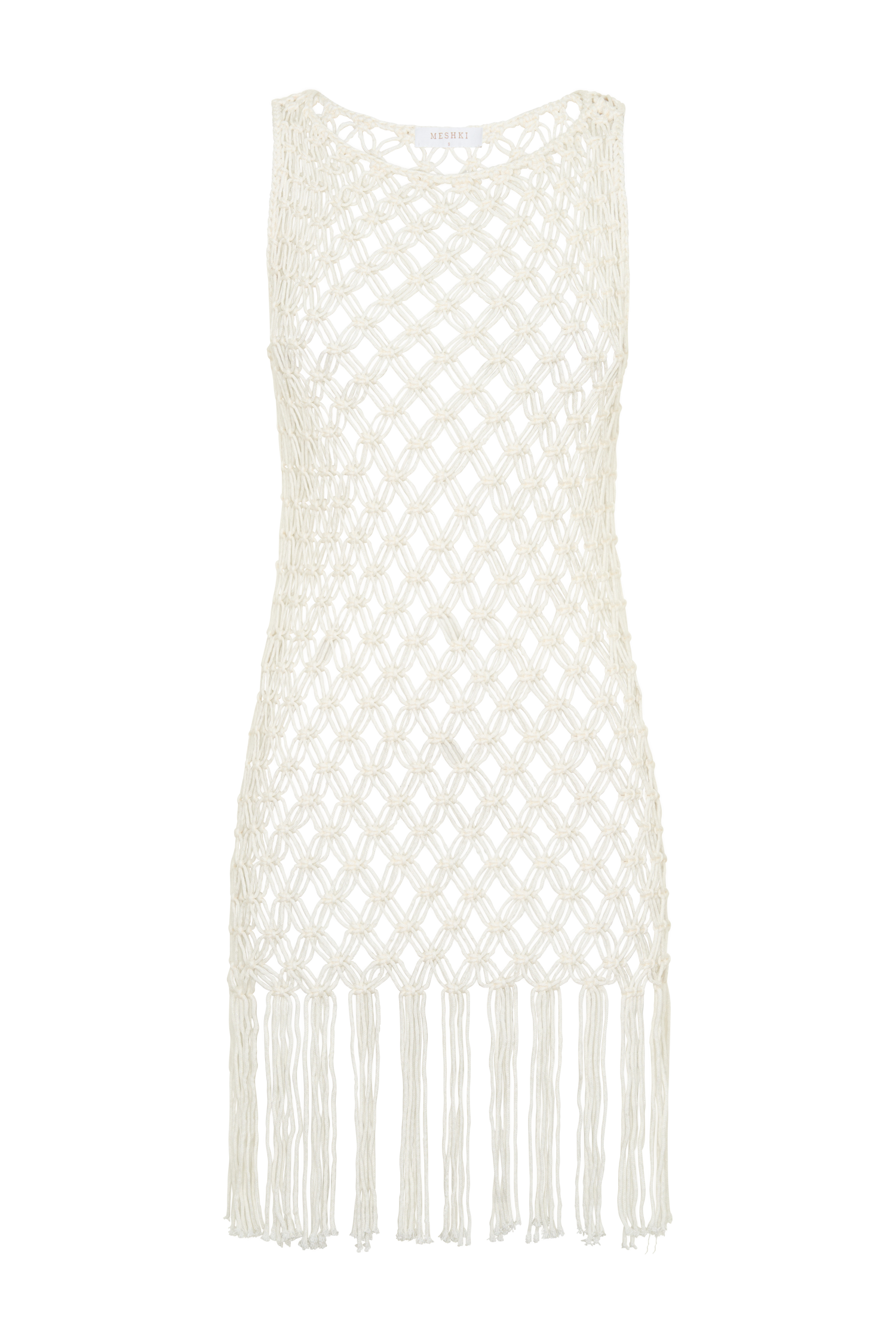Devlin Macrame Tassel Mini Dress / Ivory | MESHKI