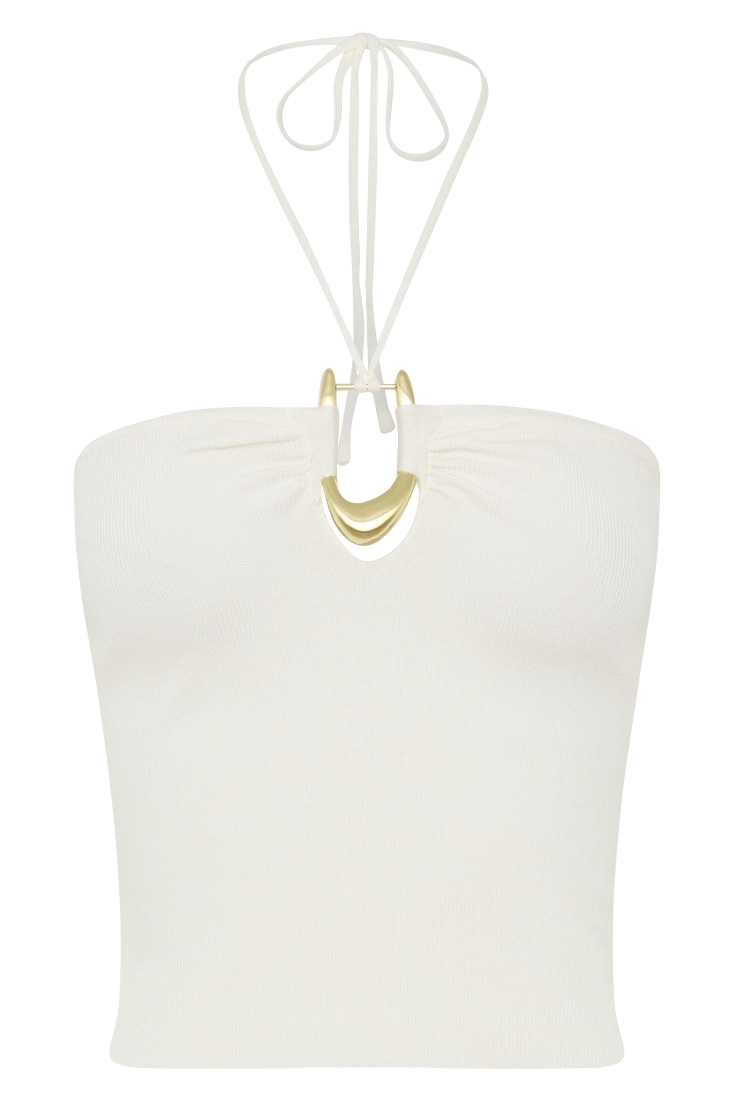 Dimitri Knit Halter Top With Hardware - Ivory