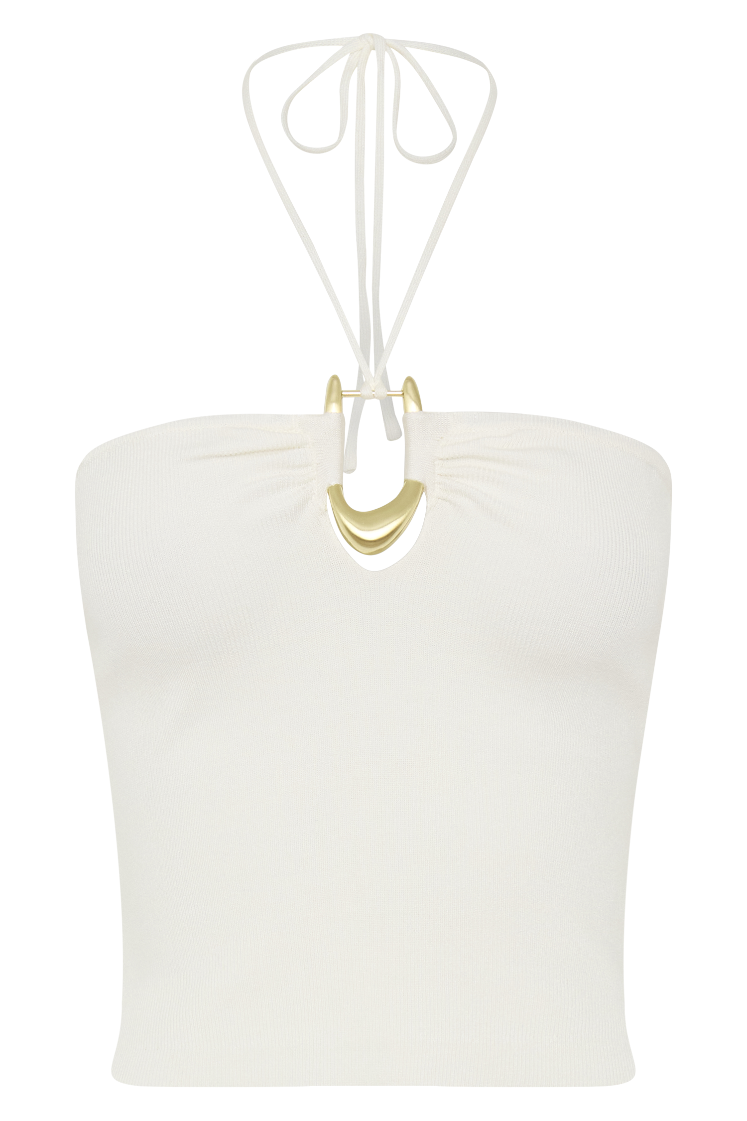 Dimitri Knit Halter Top With Hardware - Ivory #11