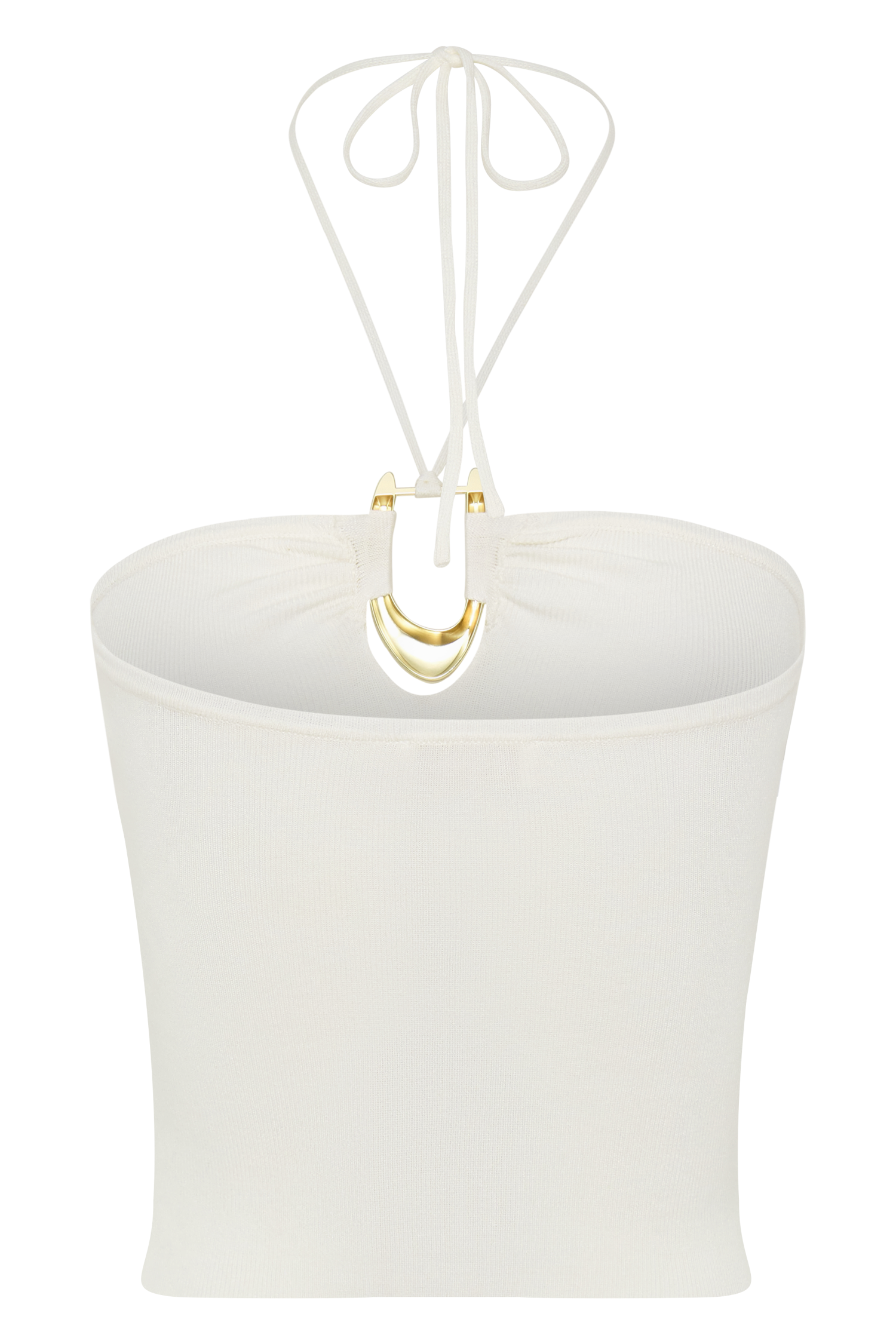 Dimitri Knit Halter Top With Hardware - Ivory #10