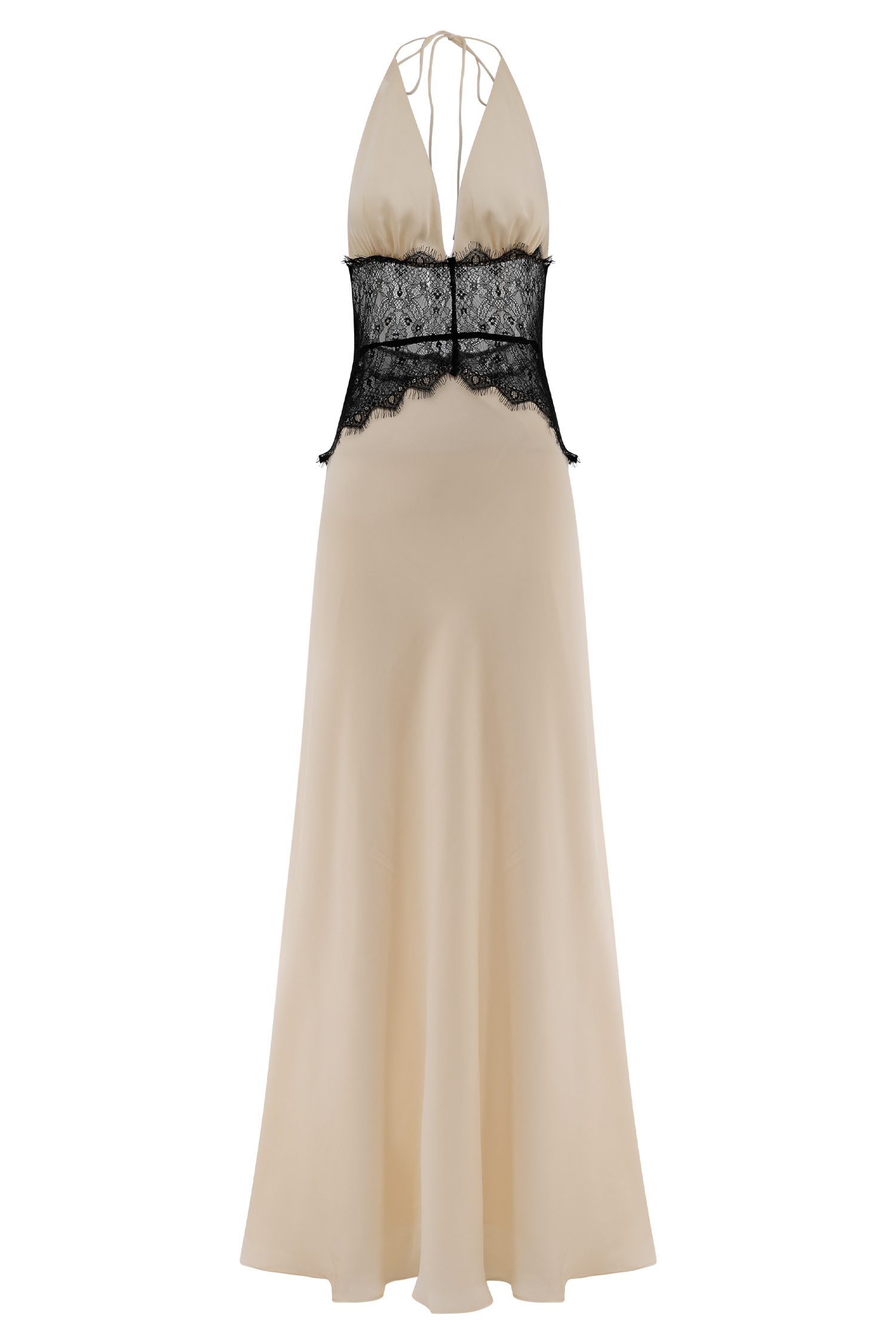 Dinah Lace And Satin Maxi Dress - Black/Ivory | MESHKI US Dinah Lace And Satin Maxi Dress - Black/Ivory | MESHKI US