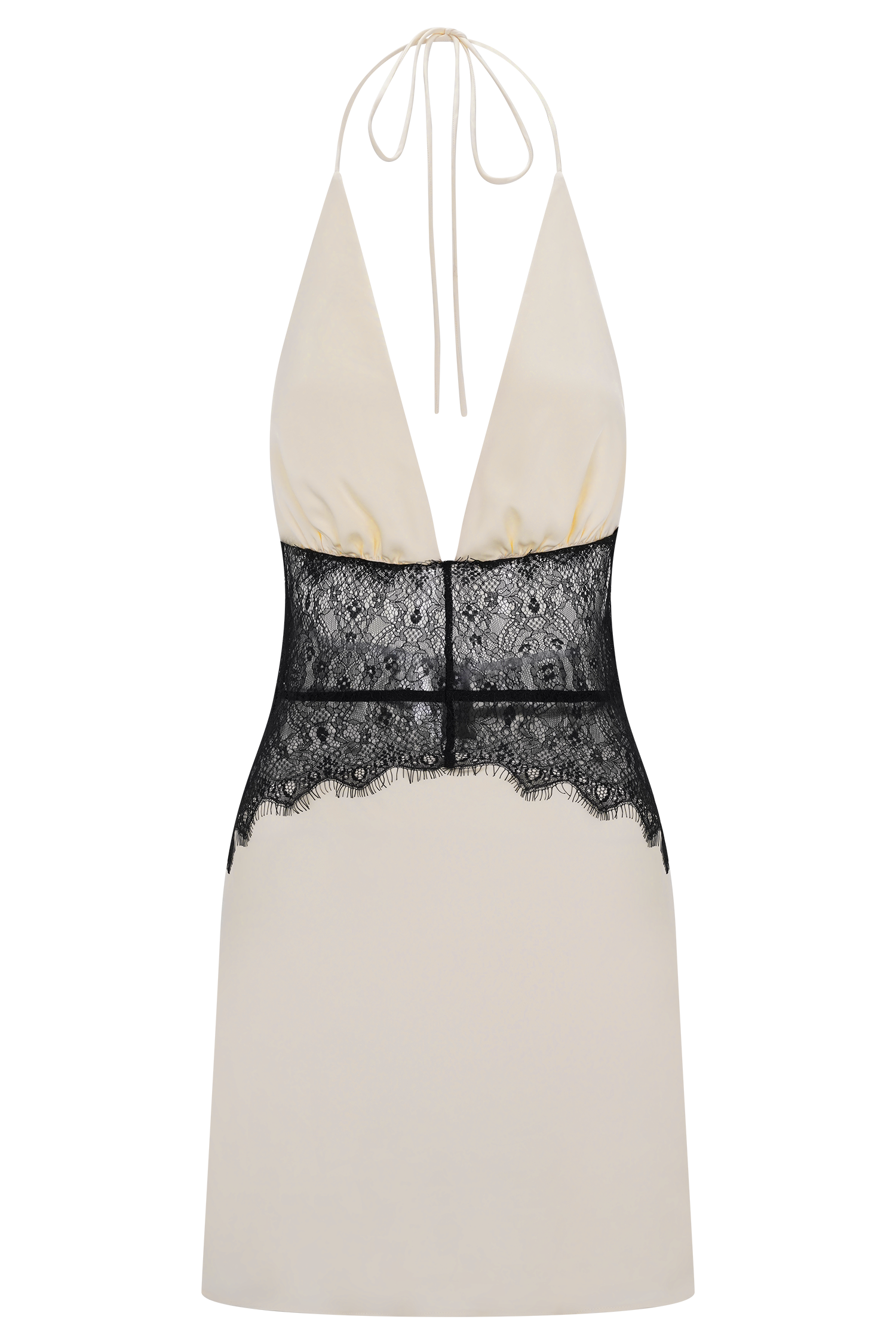 Dinah Lace And Satin Mini Dress / Black/Ivory | MESHKI