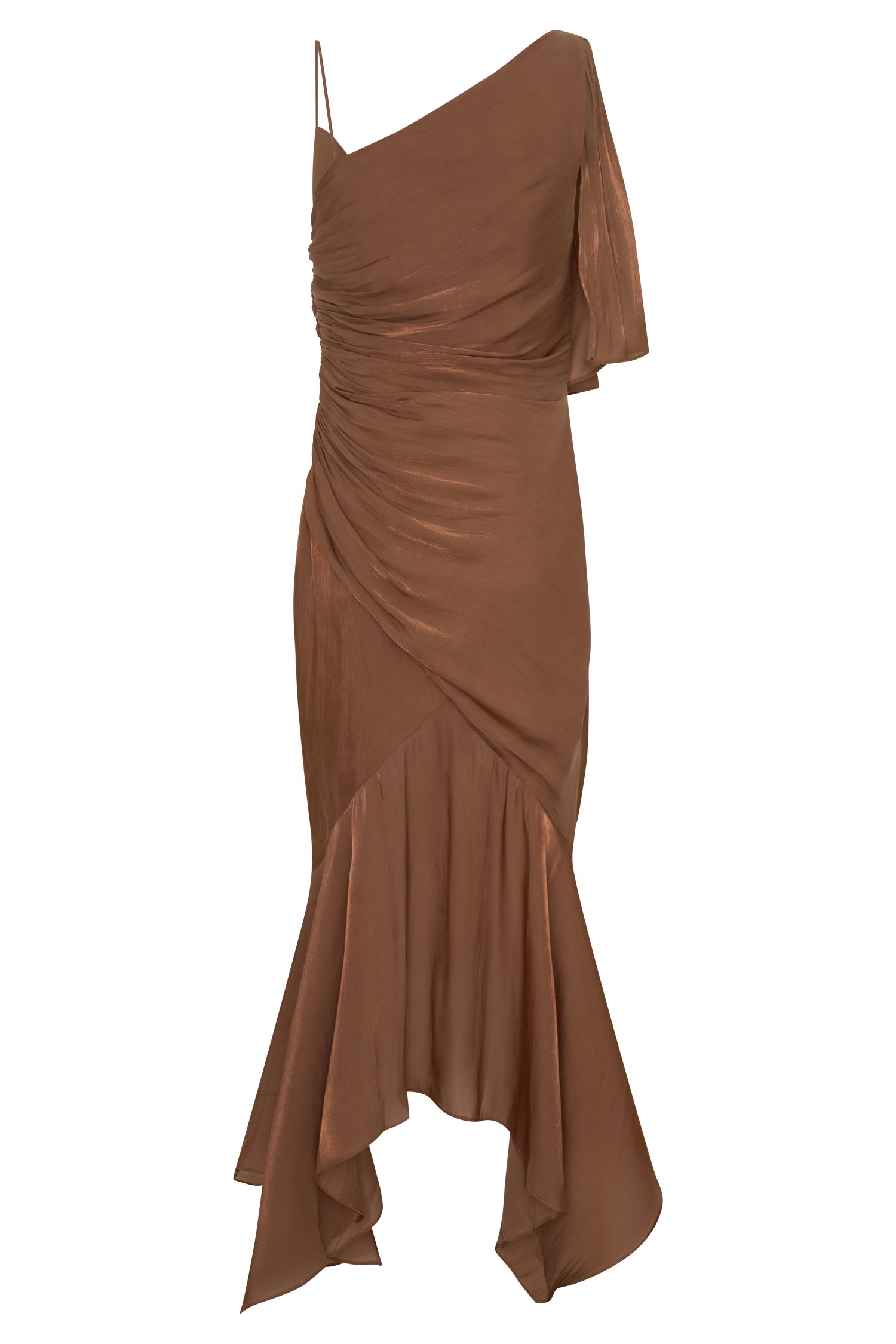 Edith Draped Maxi Dress - Cognac #9