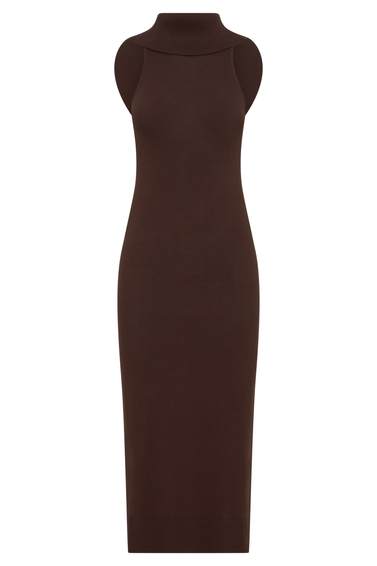 Ellen Ribbed Midi Column Knit Dress - Chocolate #8