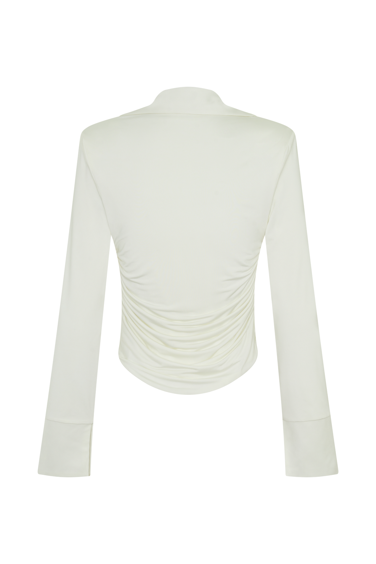 Elmira Long Sleeve Slinky Gather Detail Top - Ivory #7