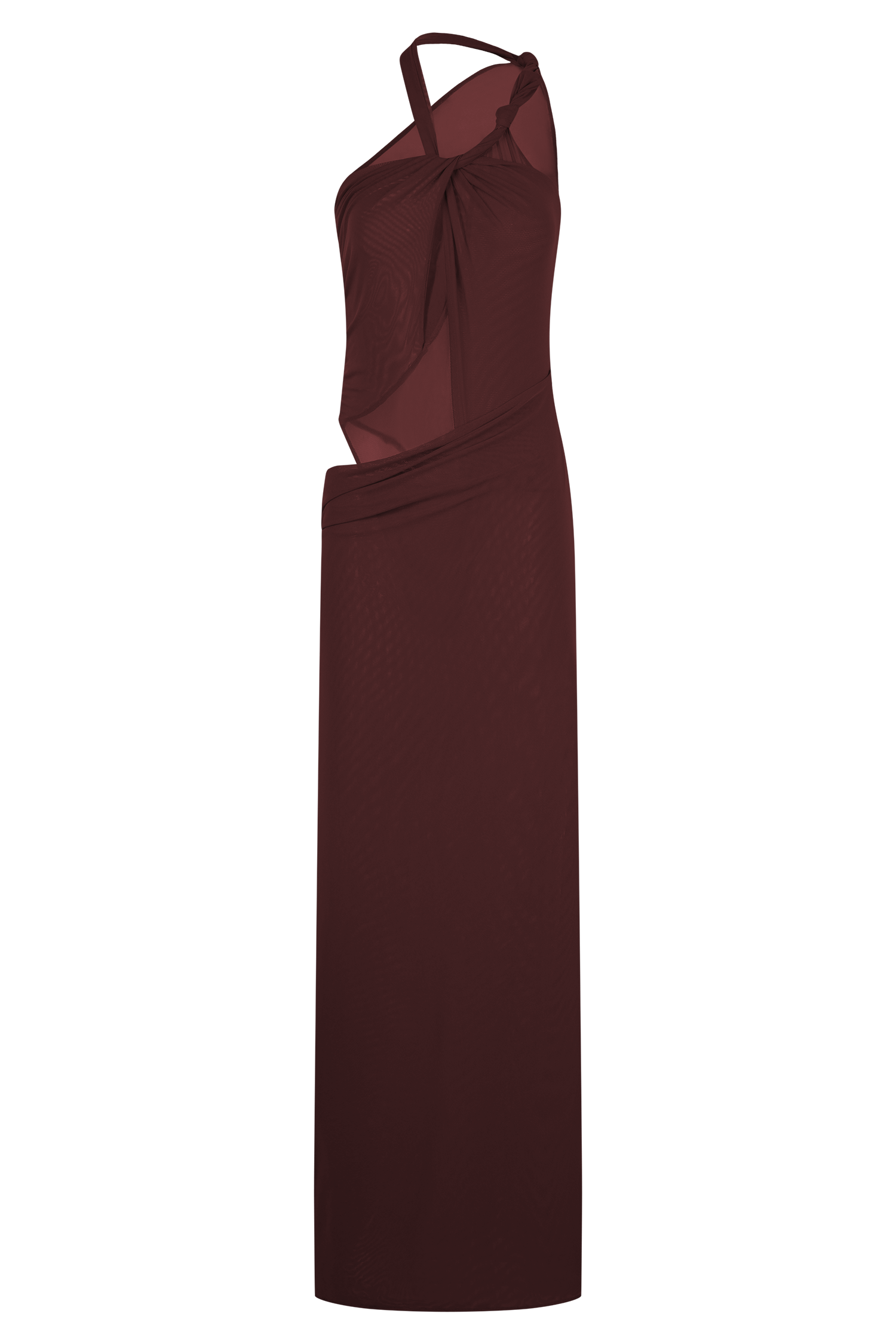 Maxi Dress Reiss Aerin Edwina Knotted Mesh Maxi Dress Mahogany
