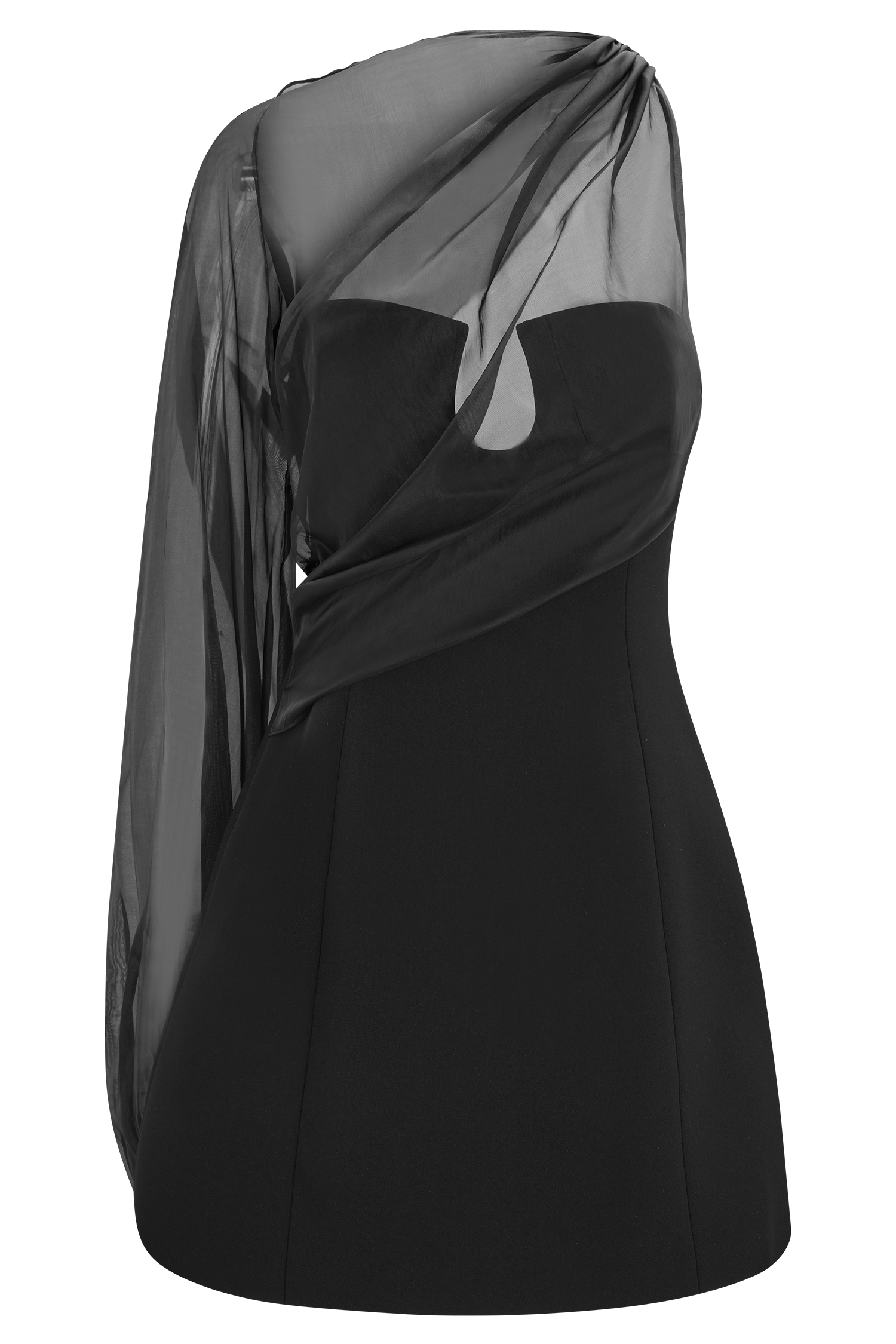Effie Organza One Sleeve Mini Dress - Black | MESHKI US Effie Organza One Sleeve Mini Dress - Black | MESHKI US