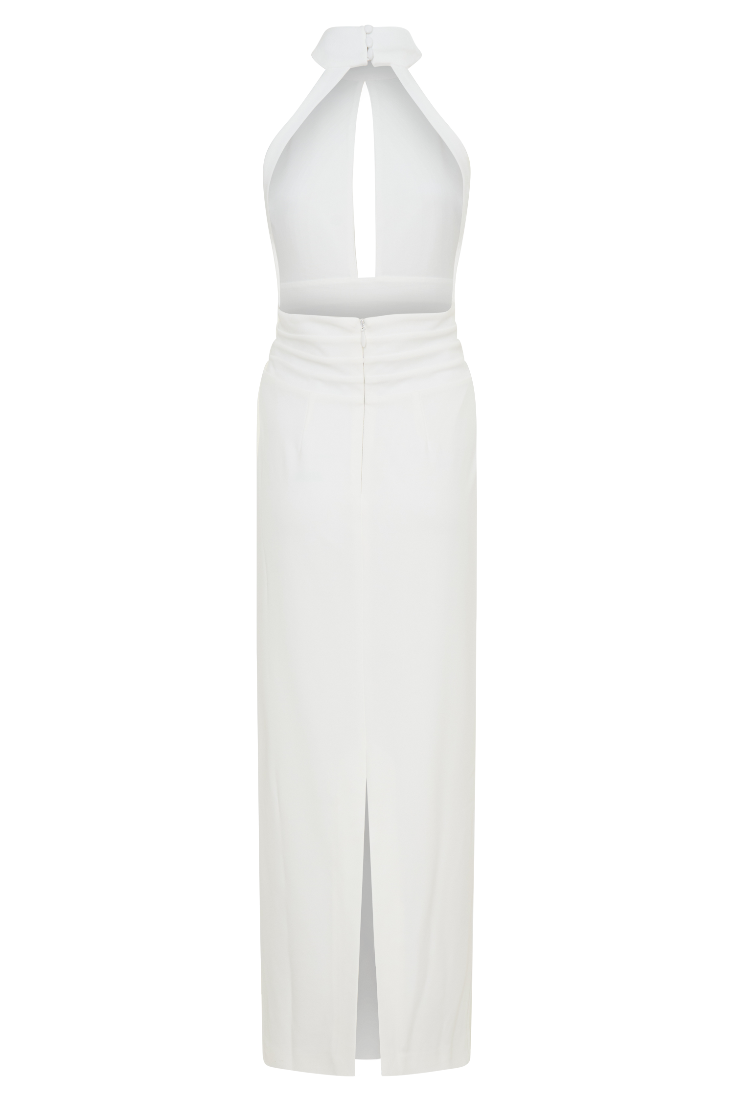 white stretch dress Elan Stretch Crepe Maxi Dress - White
