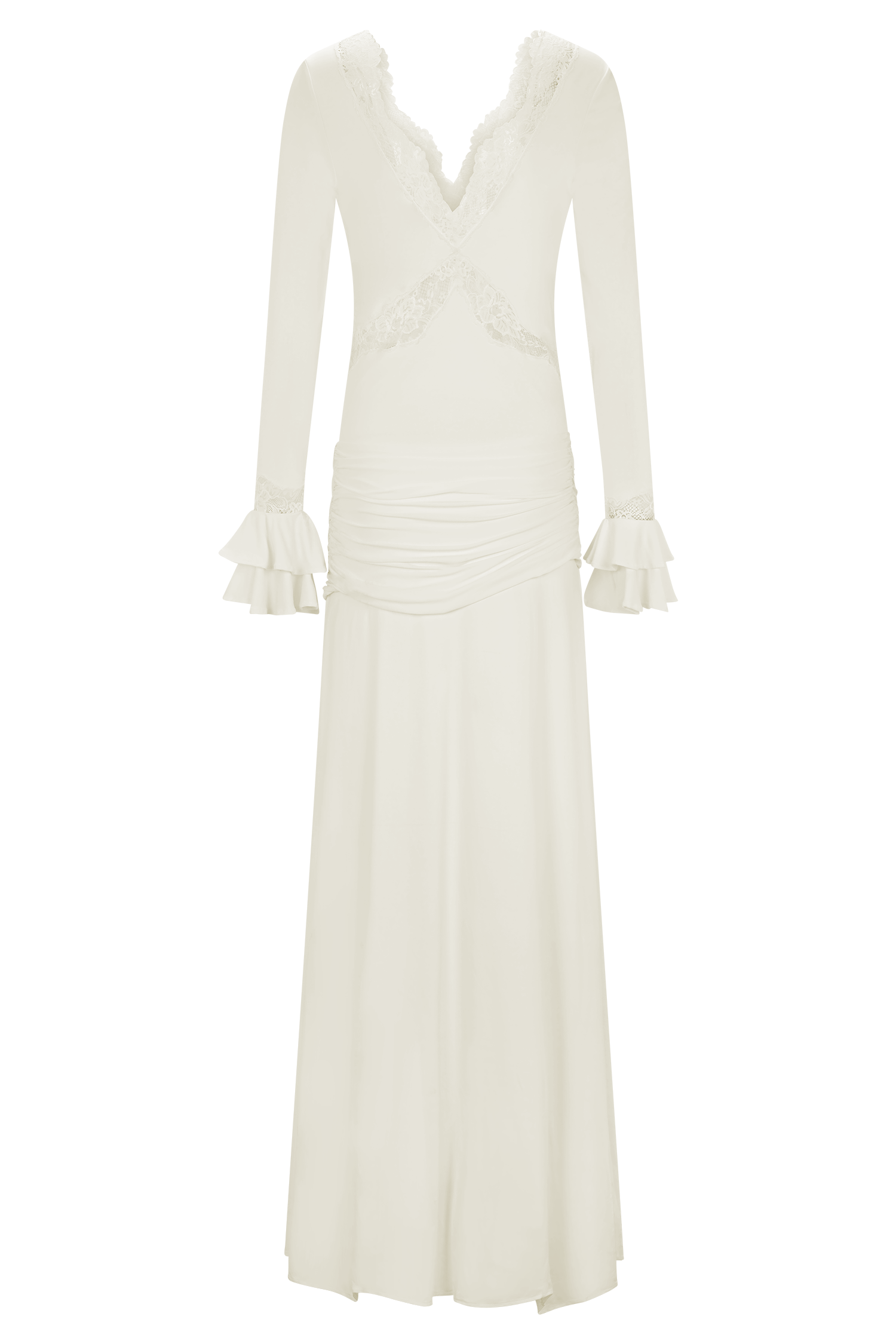 sirena flare sleeve dress in ivory Reve Crochet Flare Sleeve Maxi Dress