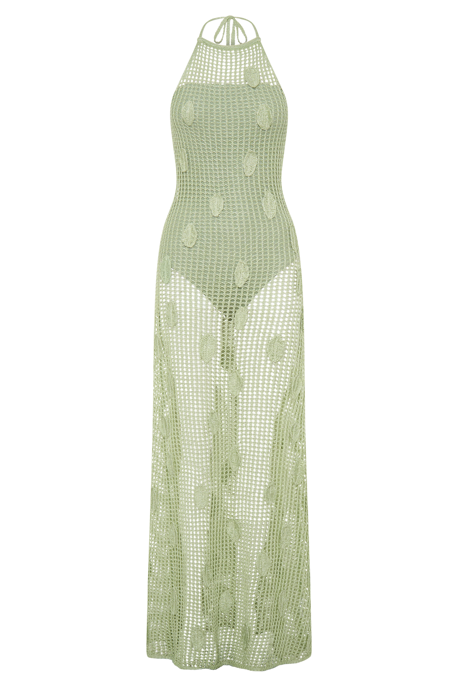Elfie Crochet Halter Maxi Dress - Pastel Green | MESHKI US Elfie Crochet Halter Maxi Dress - Pastel Green | MESHKI US