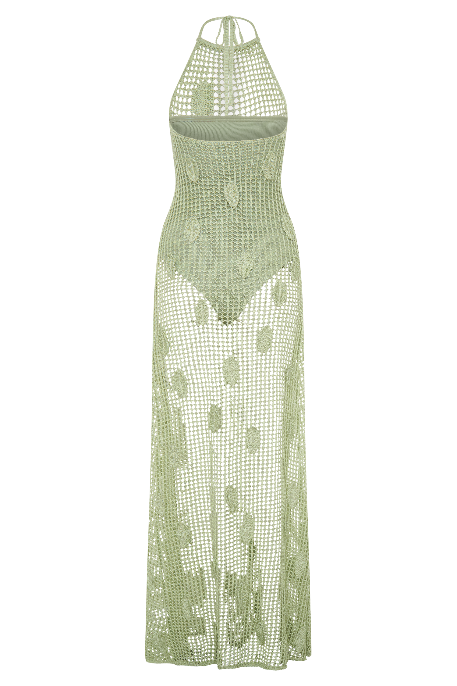 Elfie Crochet Halter Maxi Dress - Pastel Green #7