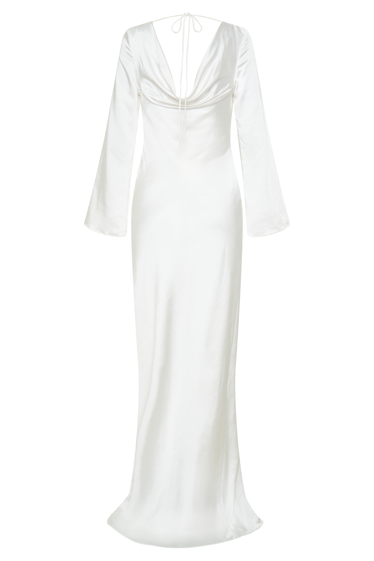 black and white maxi dress with sleeves Eliza Long Sleeve Cowl Lace And Satin Maxi Dress - Ivory