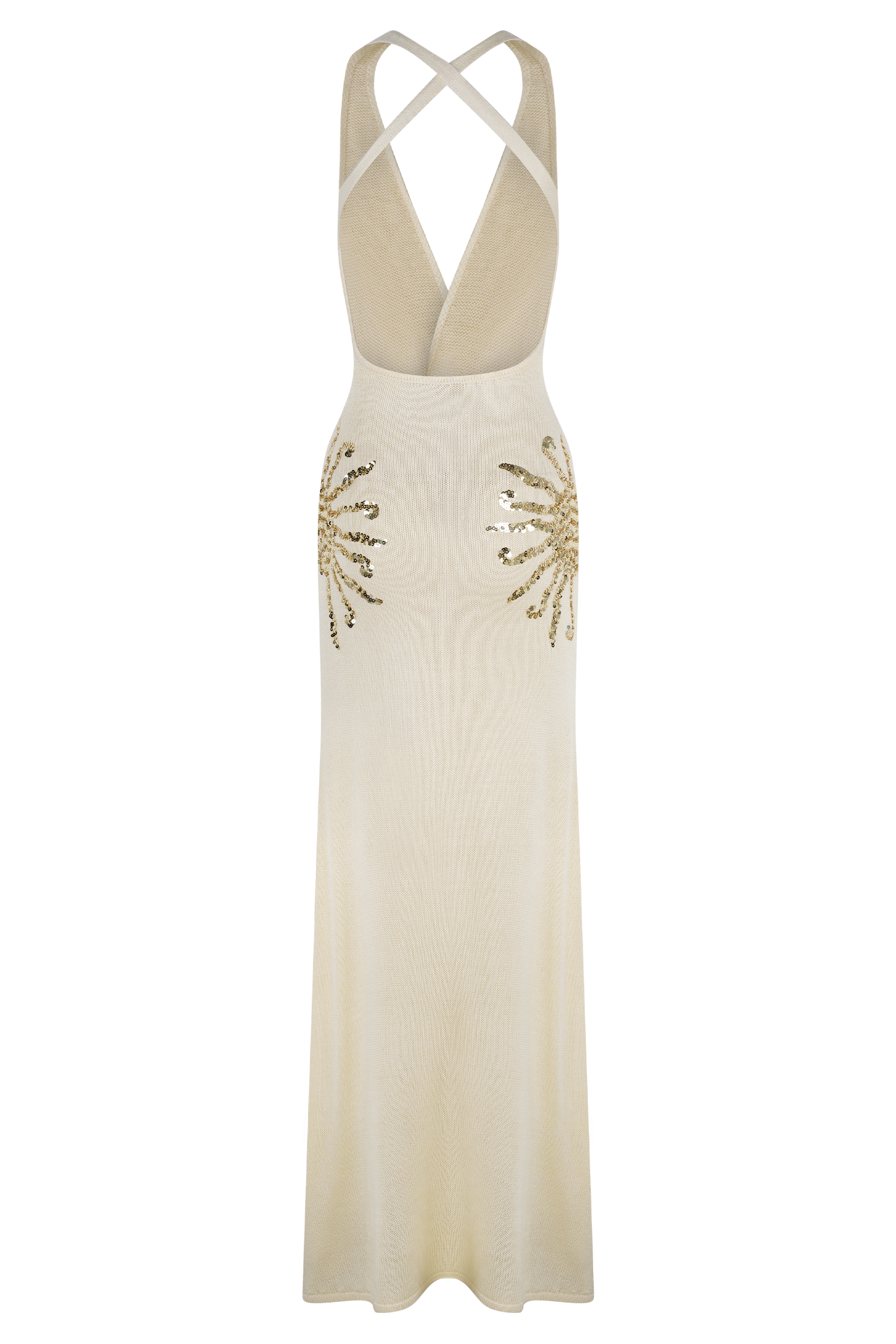Ellington Knit Maxi Dress With Sequin / Ivory | MESHKI | XL Ellington Knit Maxi Dress With Sequin / Ivory | MESHKI | XL