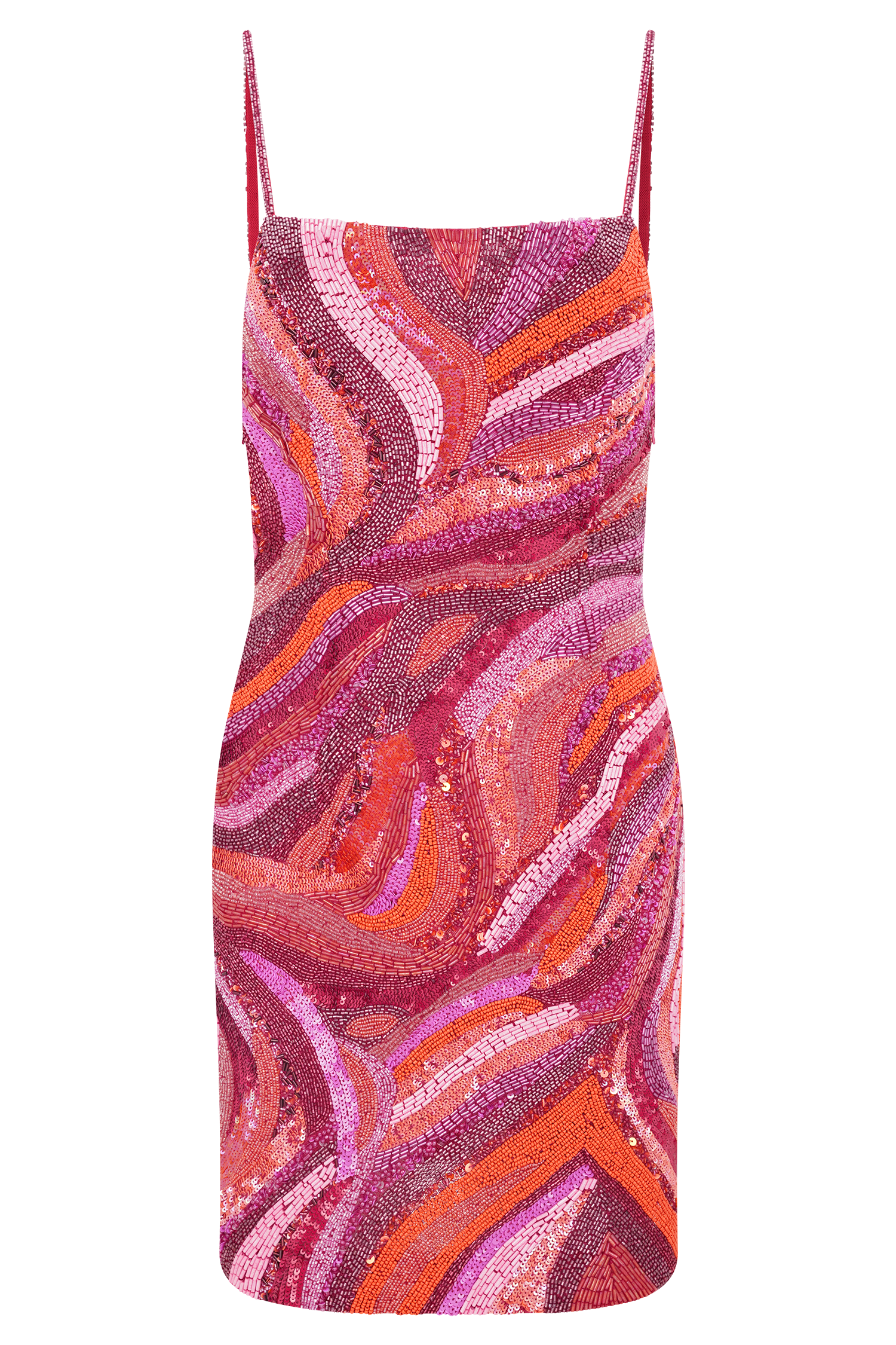 Eloise Hand Beaded Mini Dress - Pink Swirl Print | MESHKI US Eloise Hand Beaded Mini Dress - Pink Swirl Print | MESHKI US
