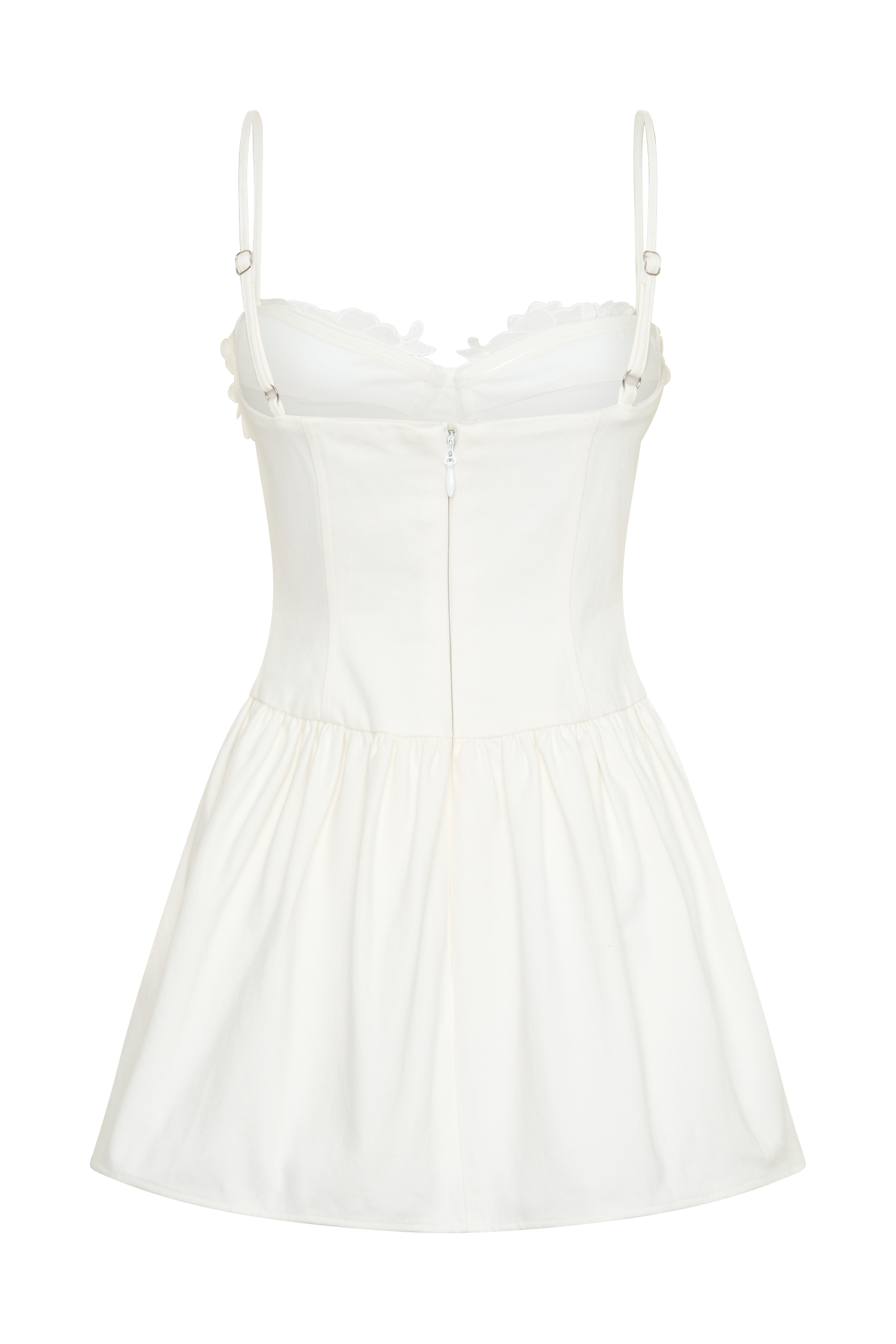Emary Applique Denim Bustier Mini Dress - White #8