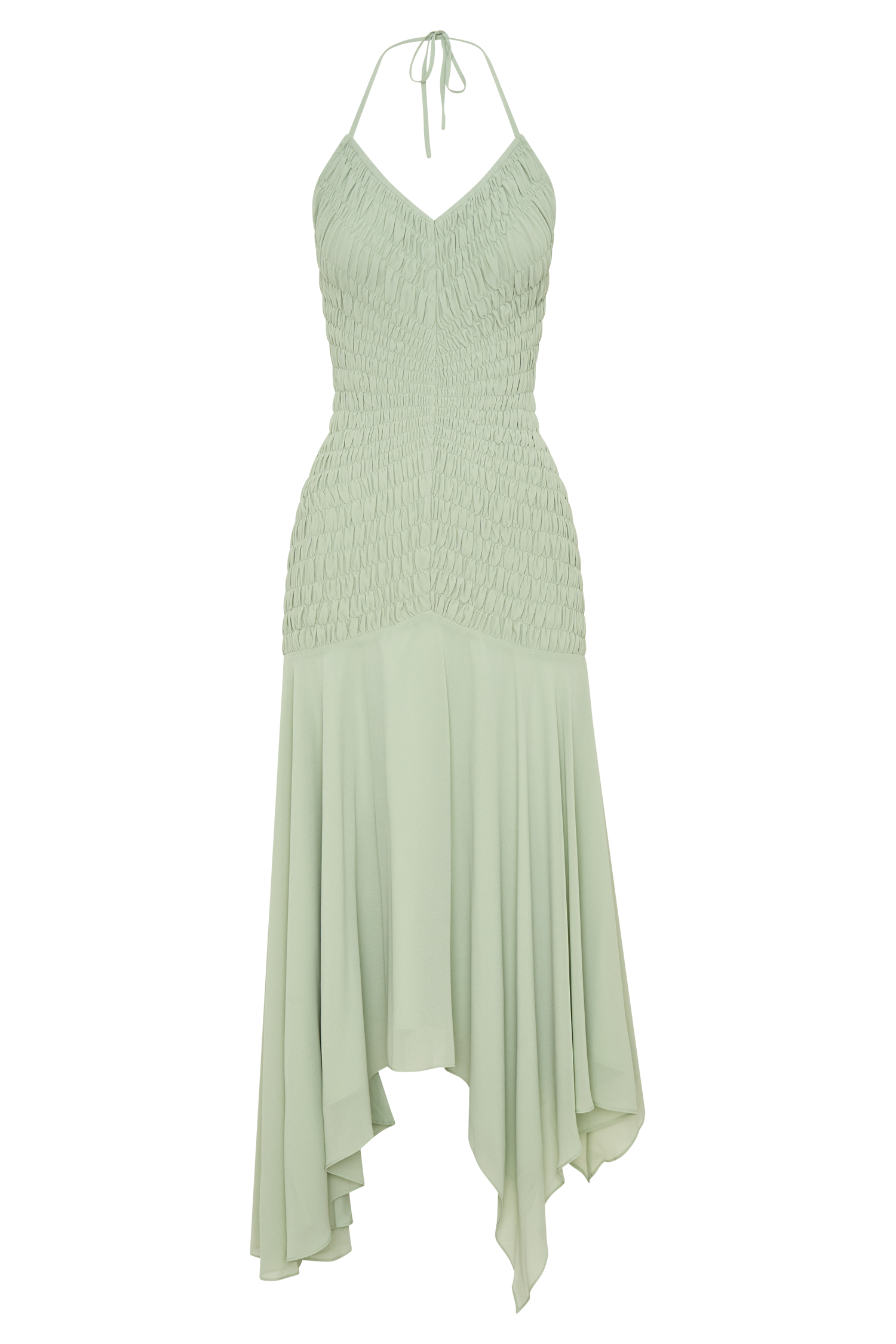 Evelyn Shirred Chiffon Maxi Dress - Sage | MESHKI US Evelyn Shirred Chiffon Maxi Dress - Sage | MESHKI US
