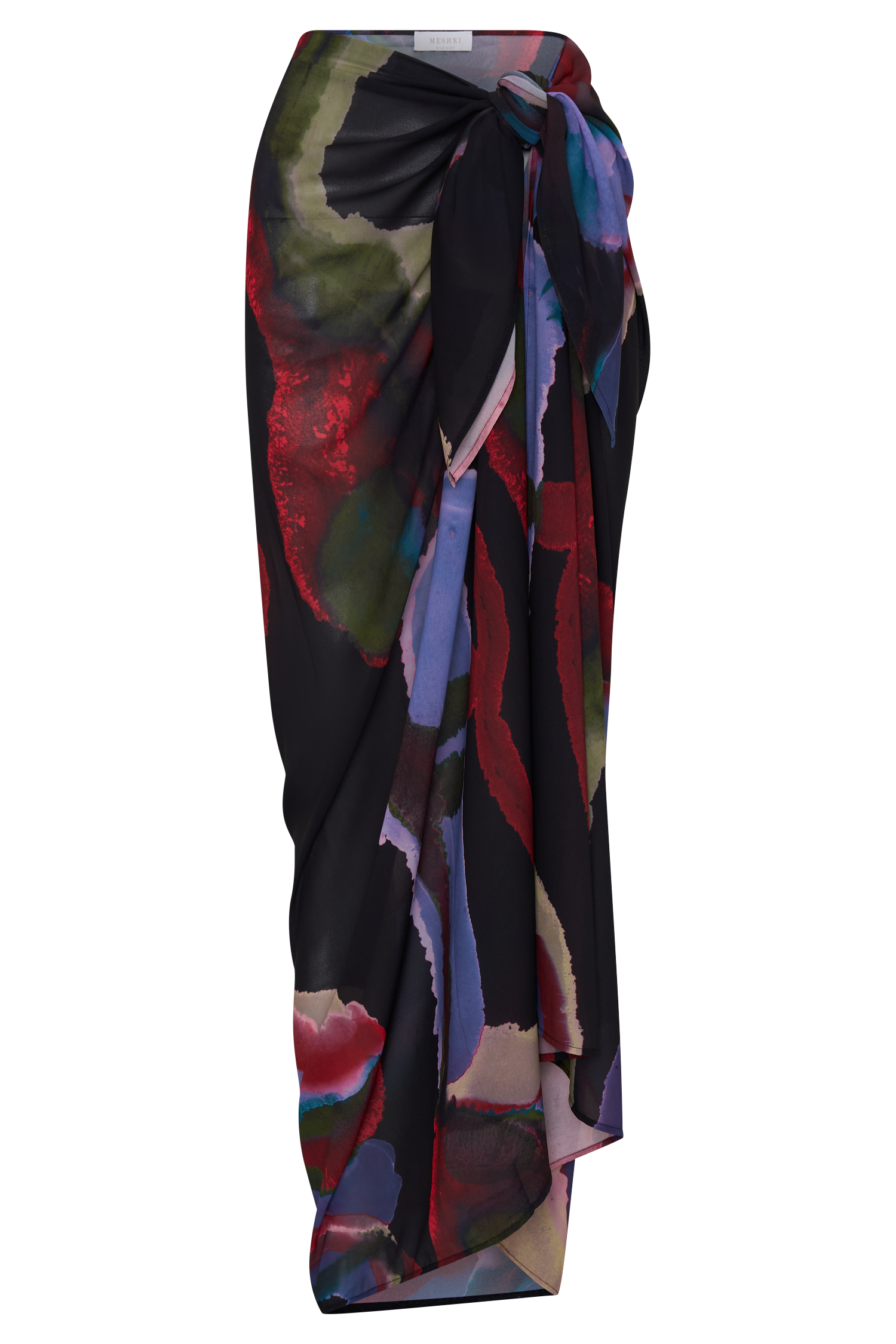 Evie Chiffon Sarong - Multi Fluid Reverie Print #7