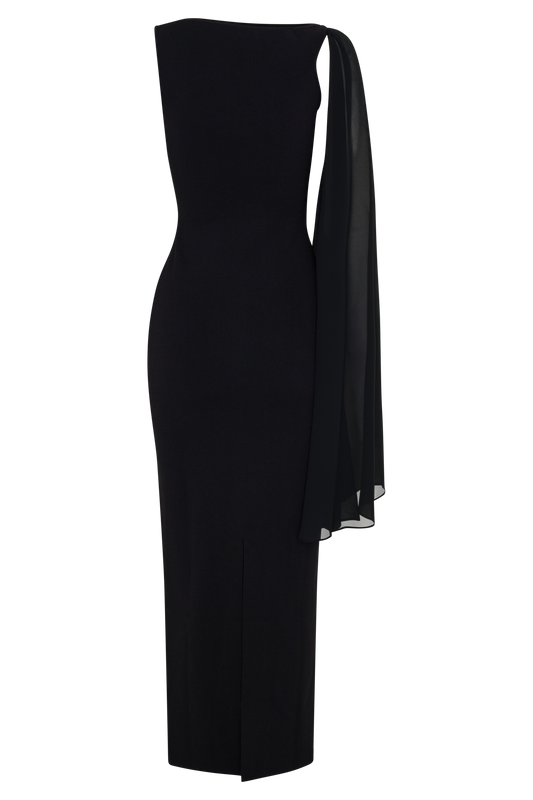 black formal dress with sleeves ZAPAKA Women and White Patchwork Satin Pockets A Line V Neck Long Evening Dress with Slit, Black / custom neckline with front slit and side pockets V Neck Long Sleeves Black