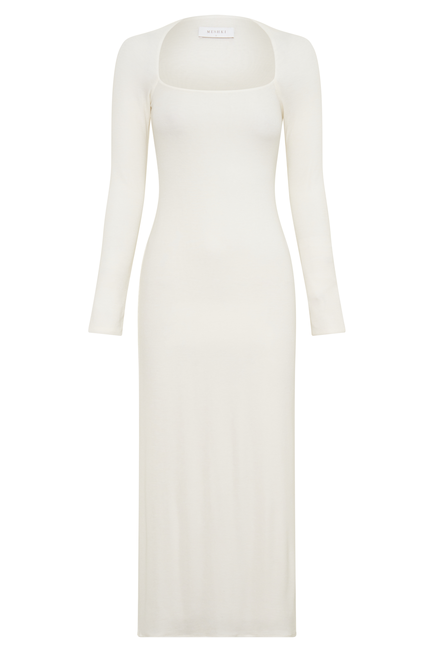Freja Long Sleeve Wool Midi Dress - White #11