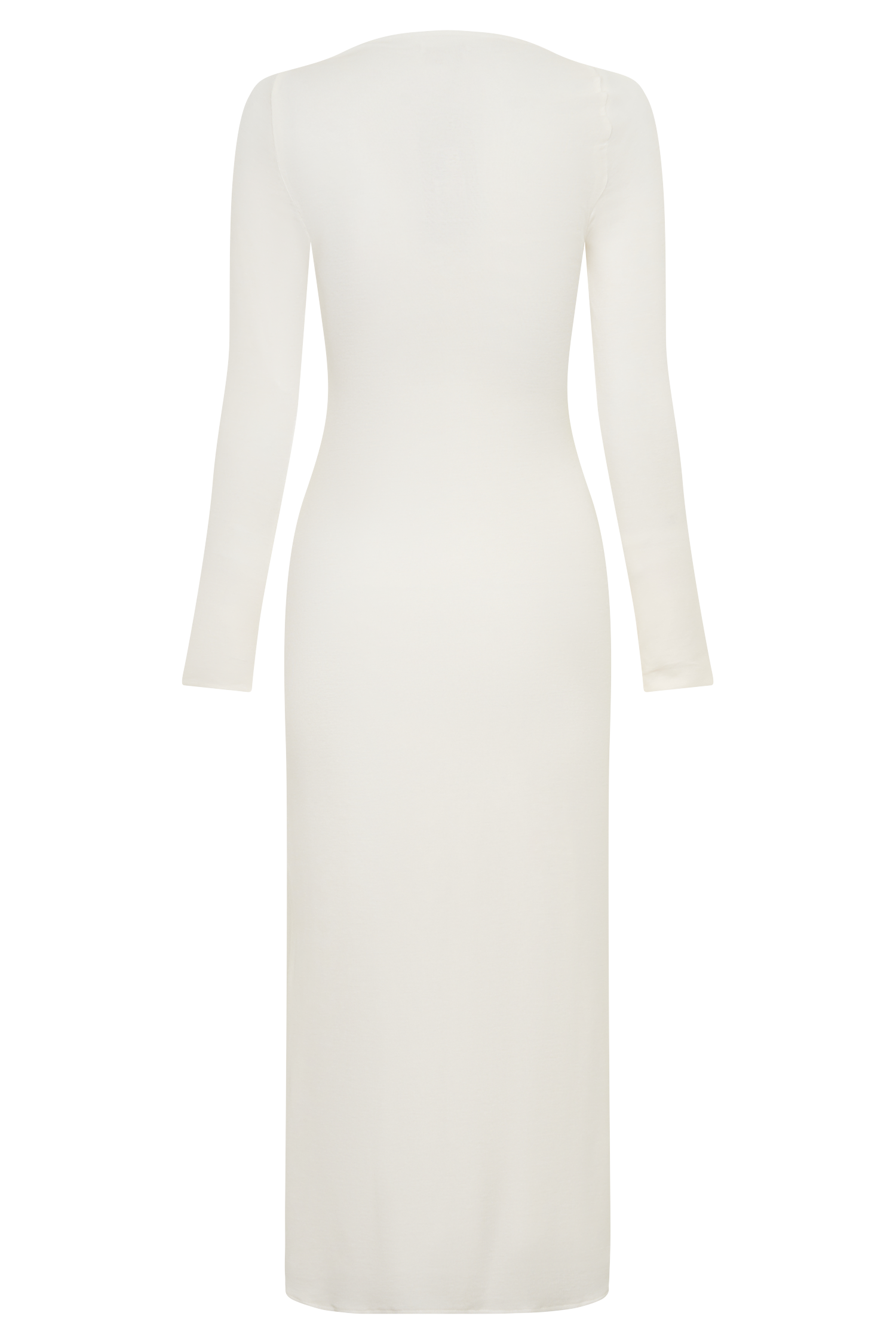 Freja Long Sleeve Wool Midi Dress - White #10