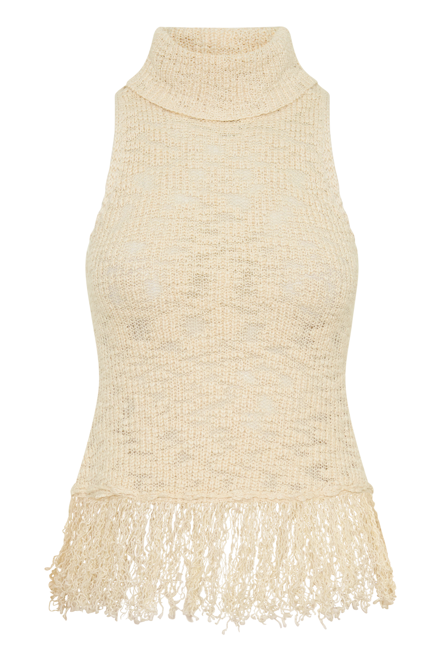Giovanni Fringe Knit Top - Cream