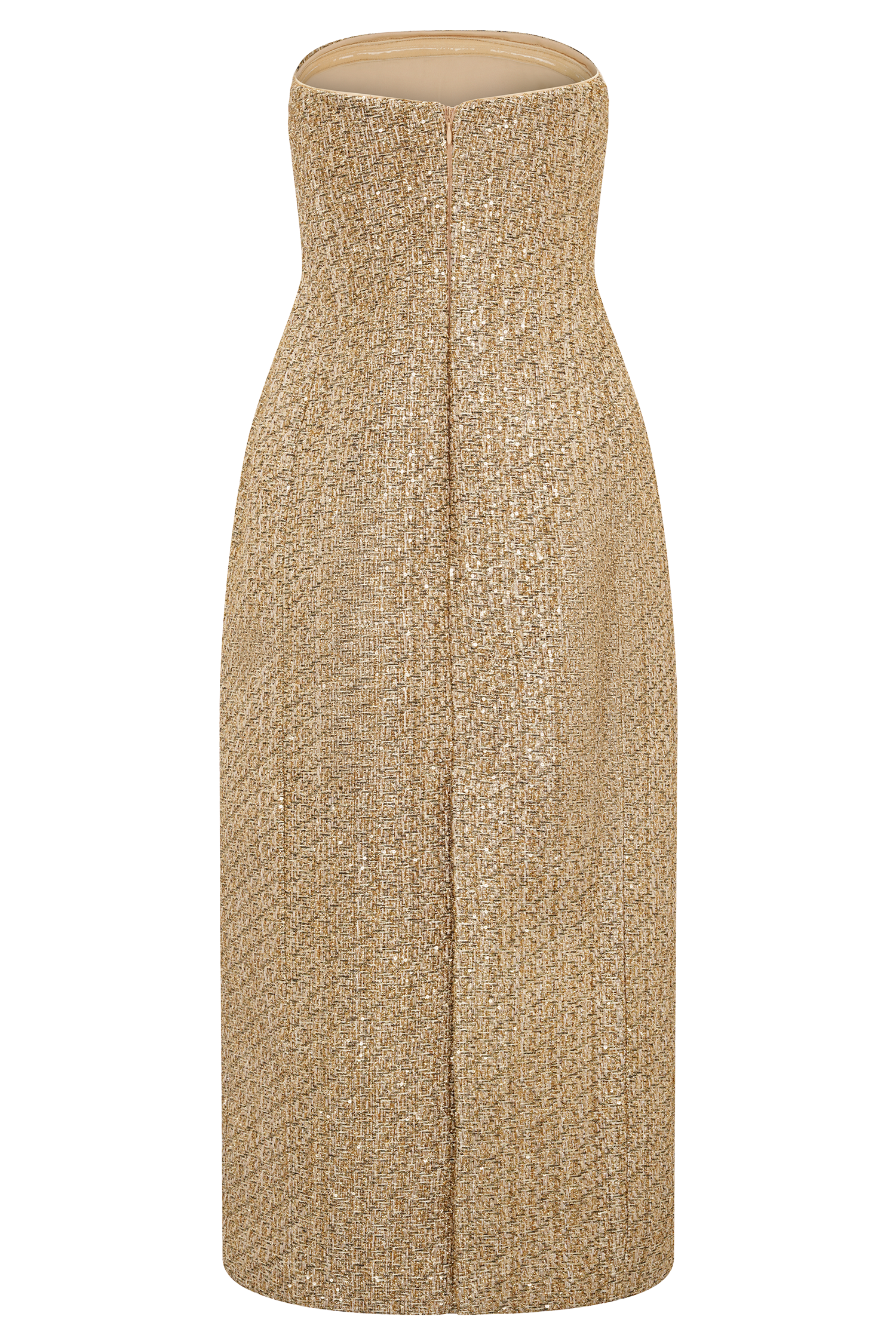 Gala Strapless Tweed Midi Dress - Gold #4