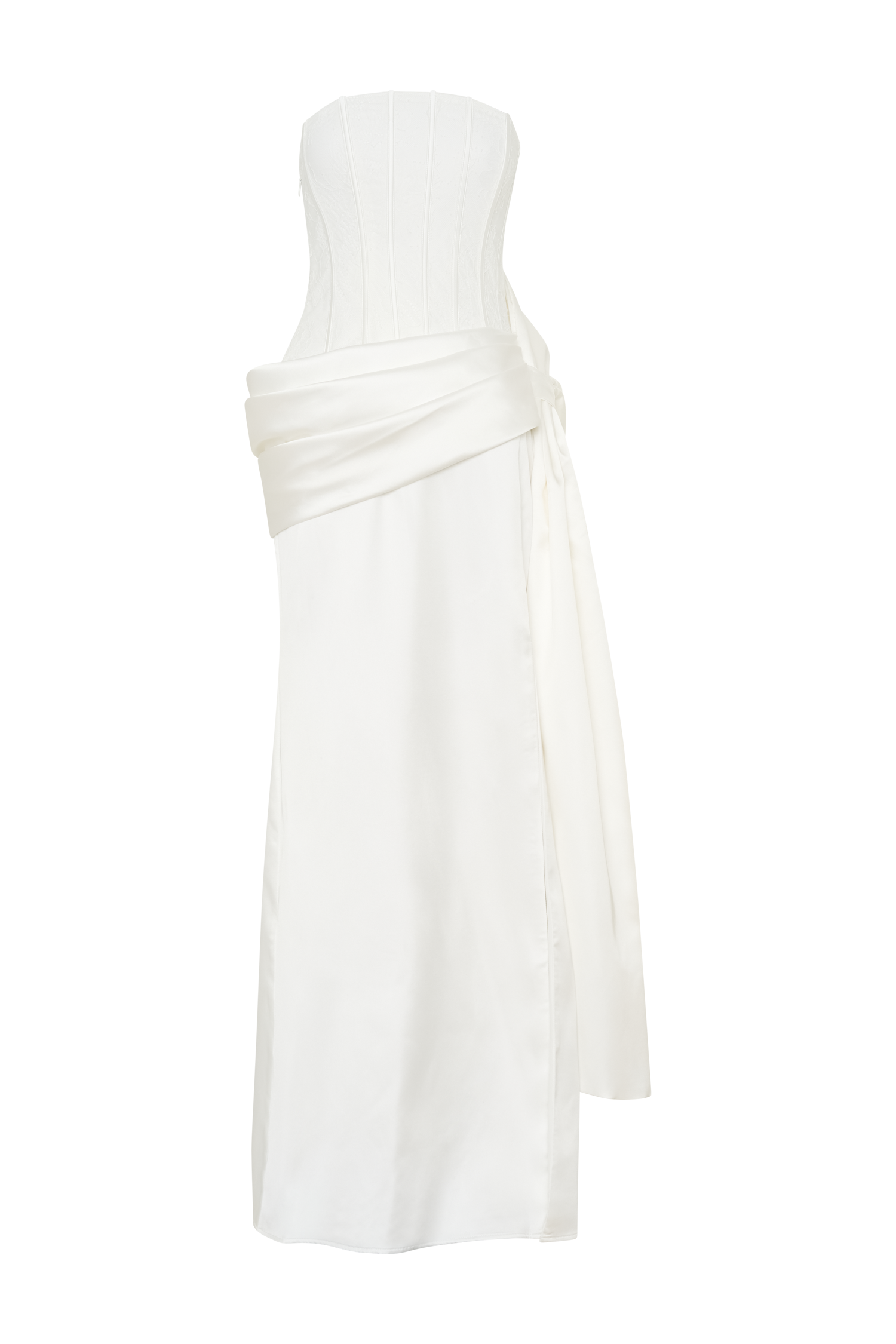 meshki corset dress Galia Satin Corset Gown - White