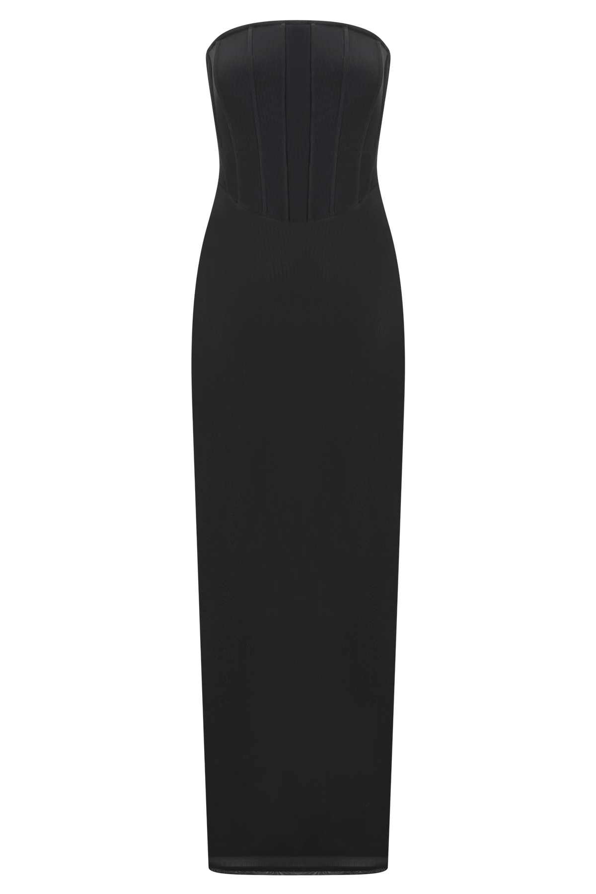 Gemma Strapless Mesh Maxi Dress - Black