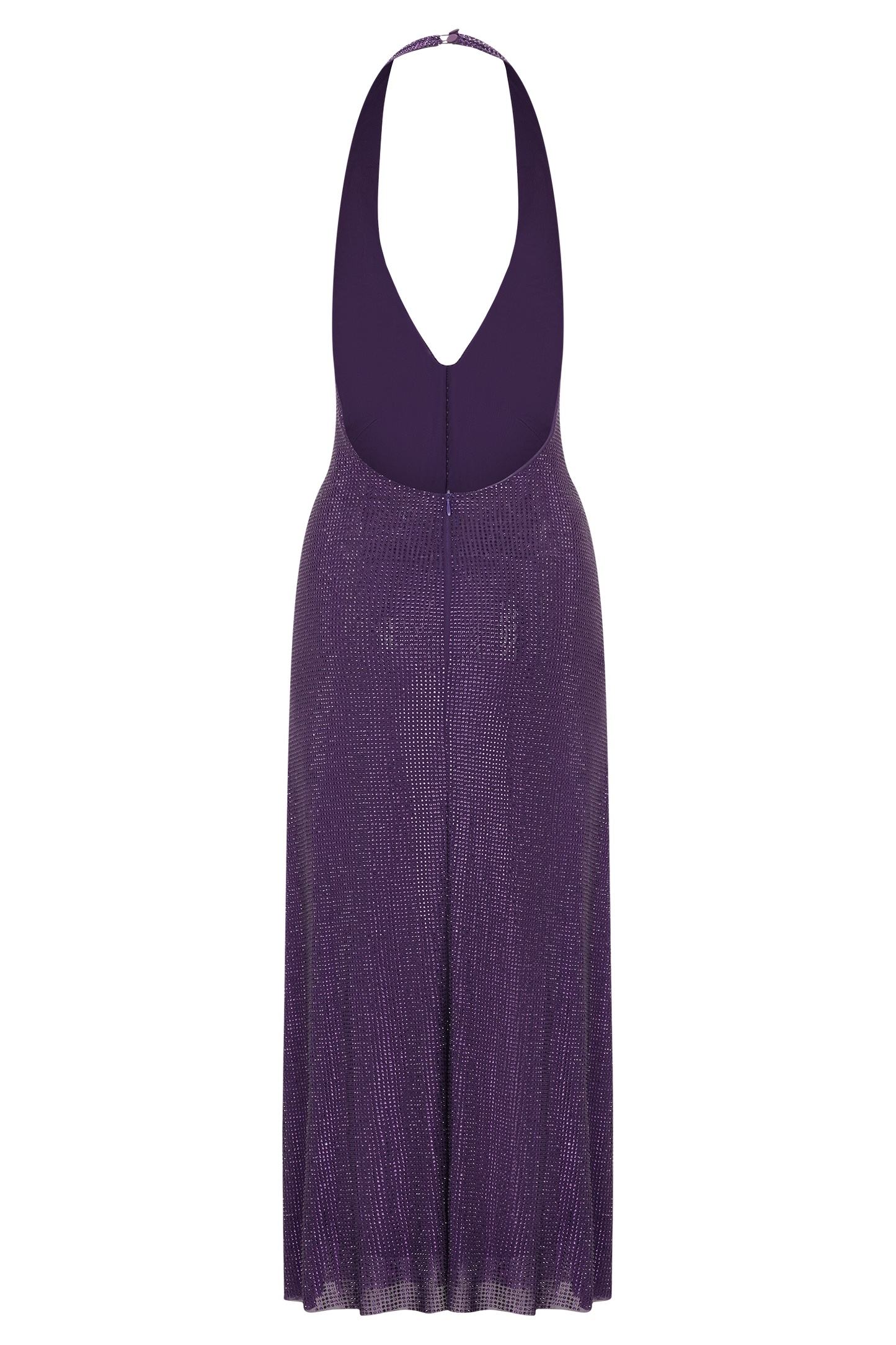 Genie Diamante Halter Midi Dress - Purple