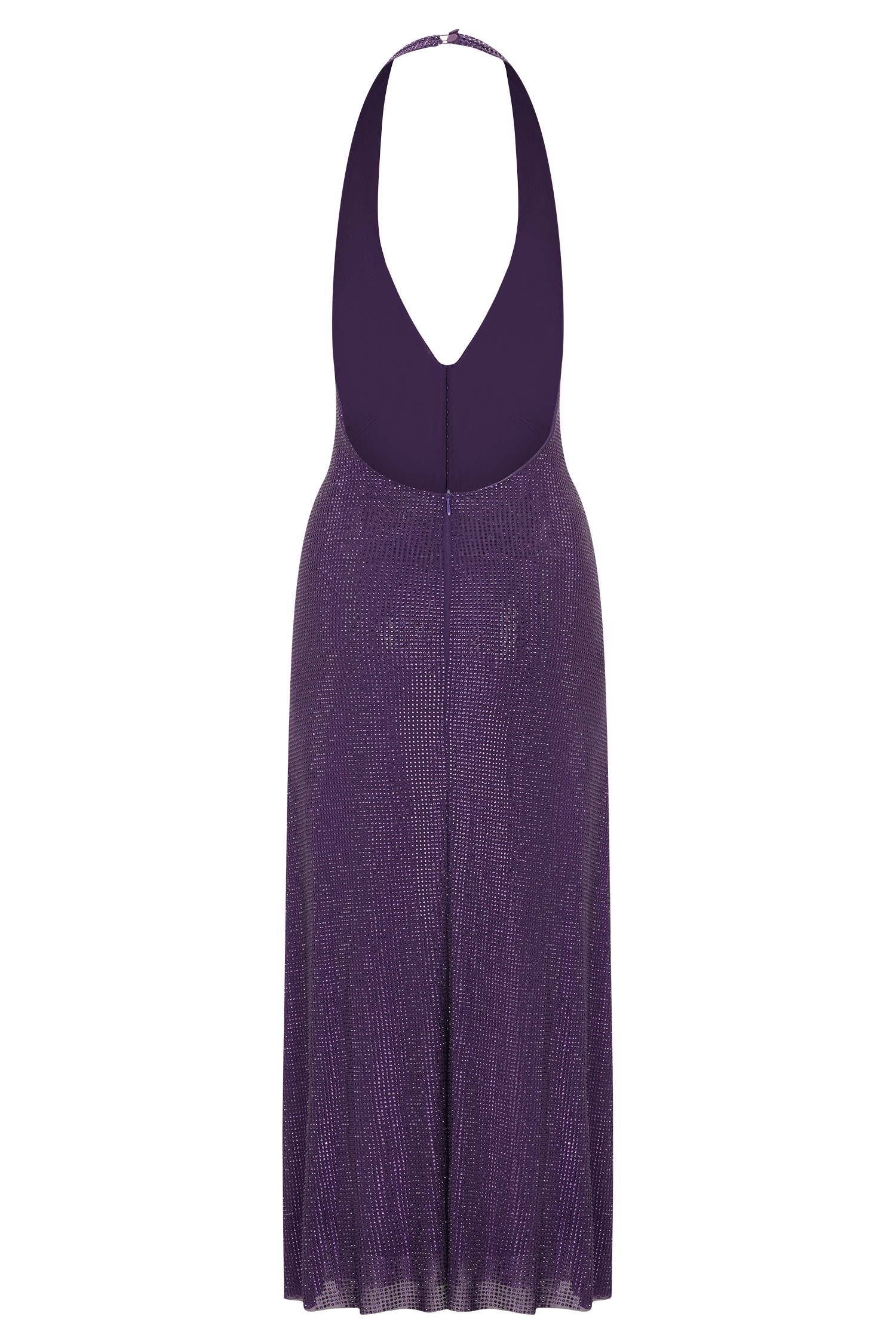 Genie Diamante Halter Midi Dress - Purple #7