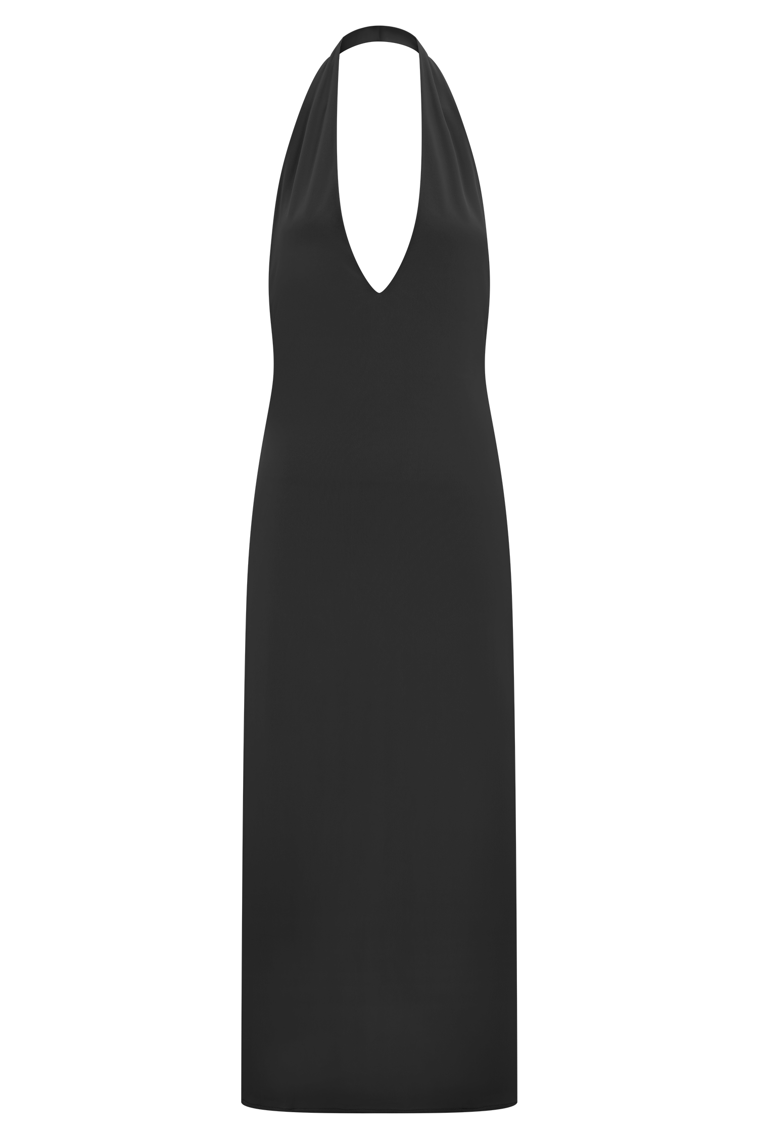 Genie Slinky Halter Midi Dress - Black | MESHKI US Genie Slinky Halter Midi Dress - Black | MESHKI US