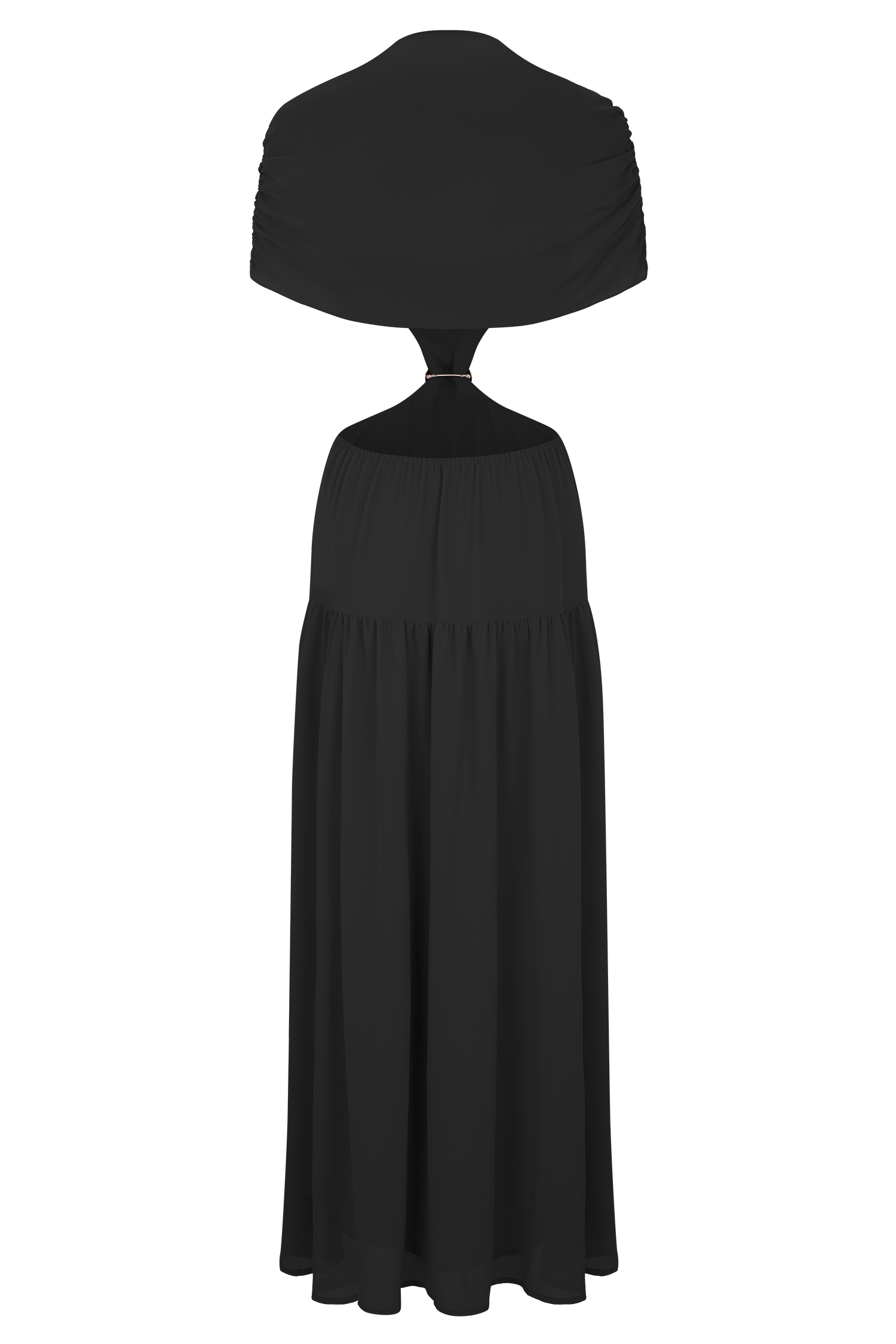 midi black chiffon dress Vintage Black Chiffon Midi Dress 1980s Bishop Sleeves, Elegant Party Outfit
