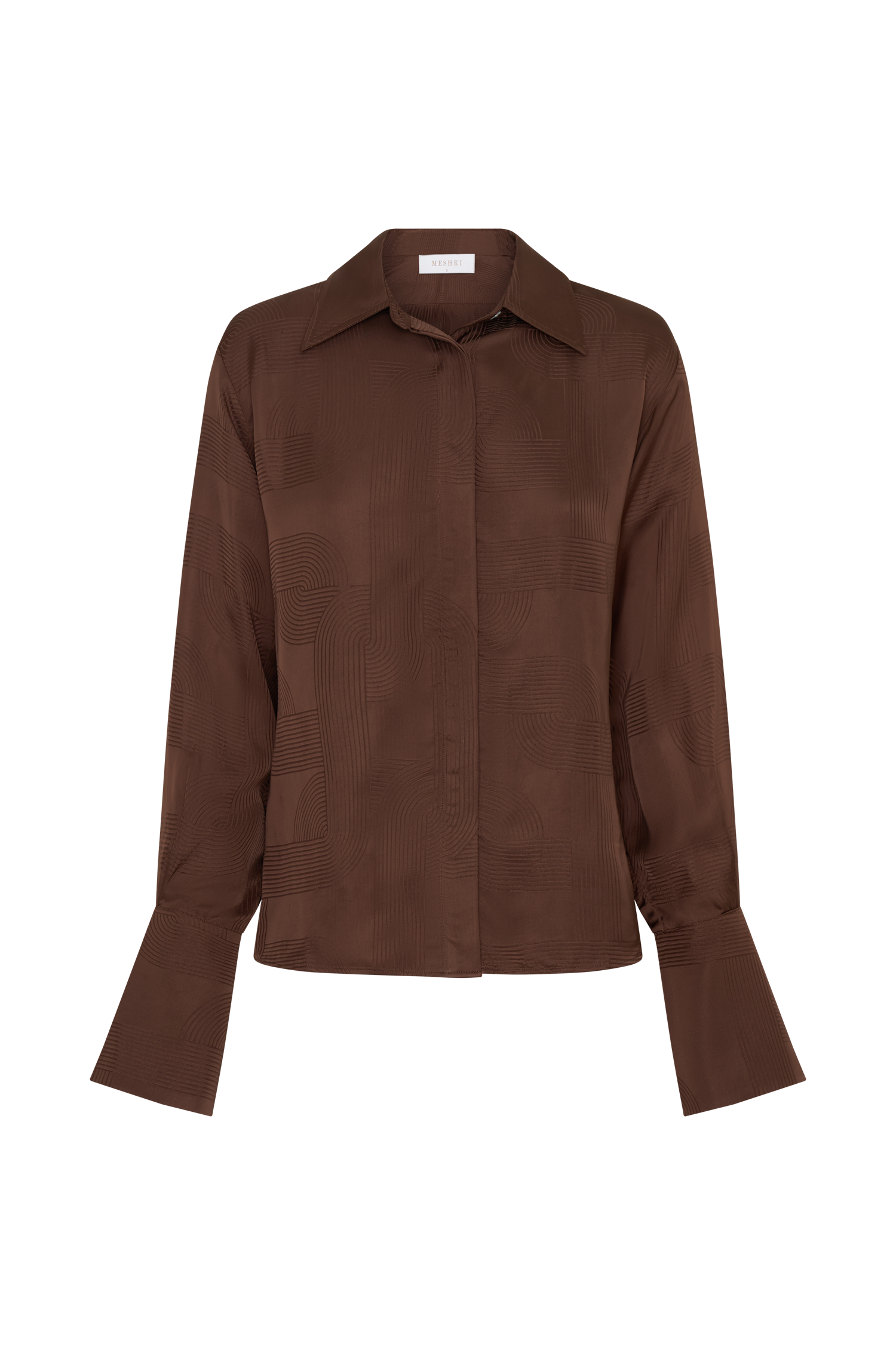 knee length dresses for ladies Amanti Men's Classic Dress Shirt Convertible Cuff Solid Chocolate Brown / 17.5 32/33 main image 0