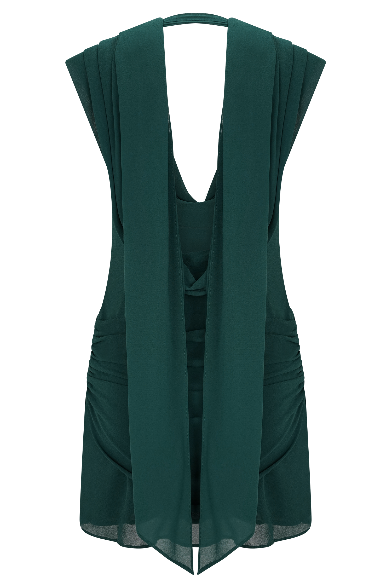 Giulia Chiffon Draped Mini Dress - Dark Emerald | MESHKI US Giulia Chiffon Draped Mini Dress - Dark Emerald | MESHKI US