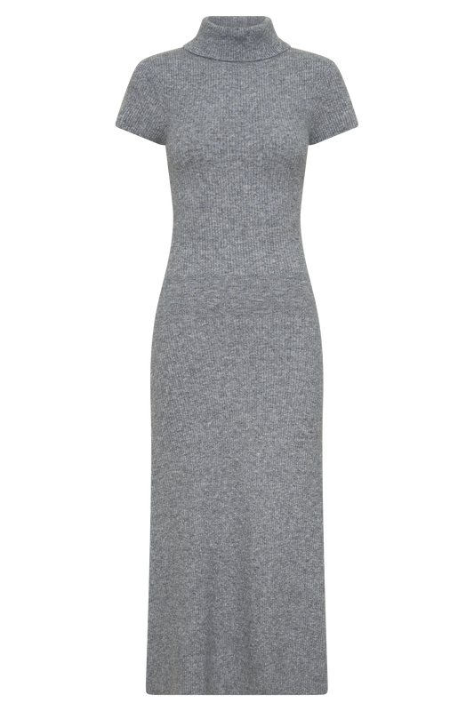 grey winter dresses Grey Wool Midi Dress Long Sleeve Elegant Winter Dress with Pockets 3849 Grey / XS